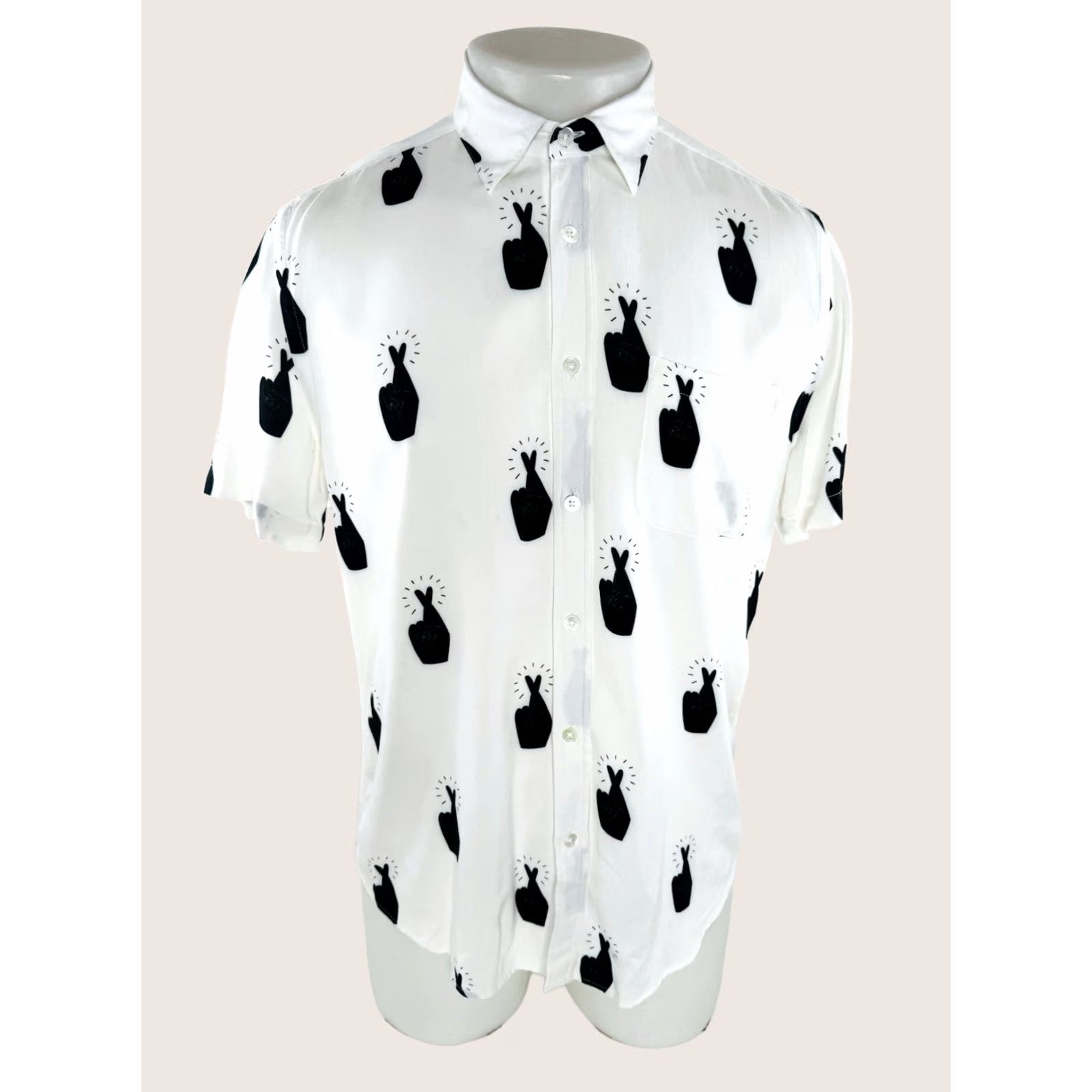 Portuguese Flannel PORTUGUESE FLANNEL Shirt Camp Mens S / M White / Black Short Sleeve Button-UpEXCELLENT Size US M / EU 48-50 / 2 - 1 Thumbnail