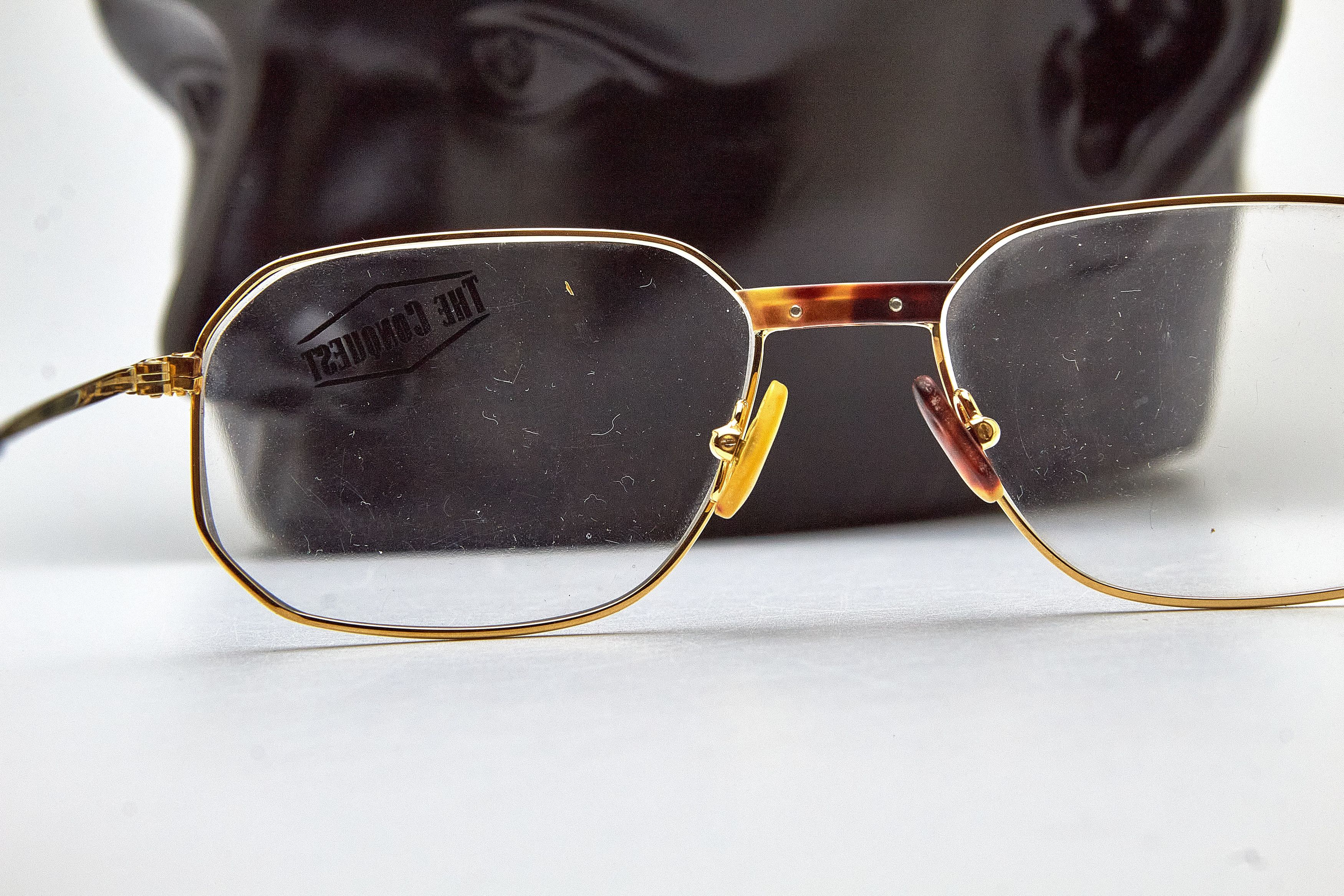Vintage Old Money CONQUEST Gold Tortoise Rectangular Quiet Lux Specs Size ONE SIZE - 9 Thumbnail