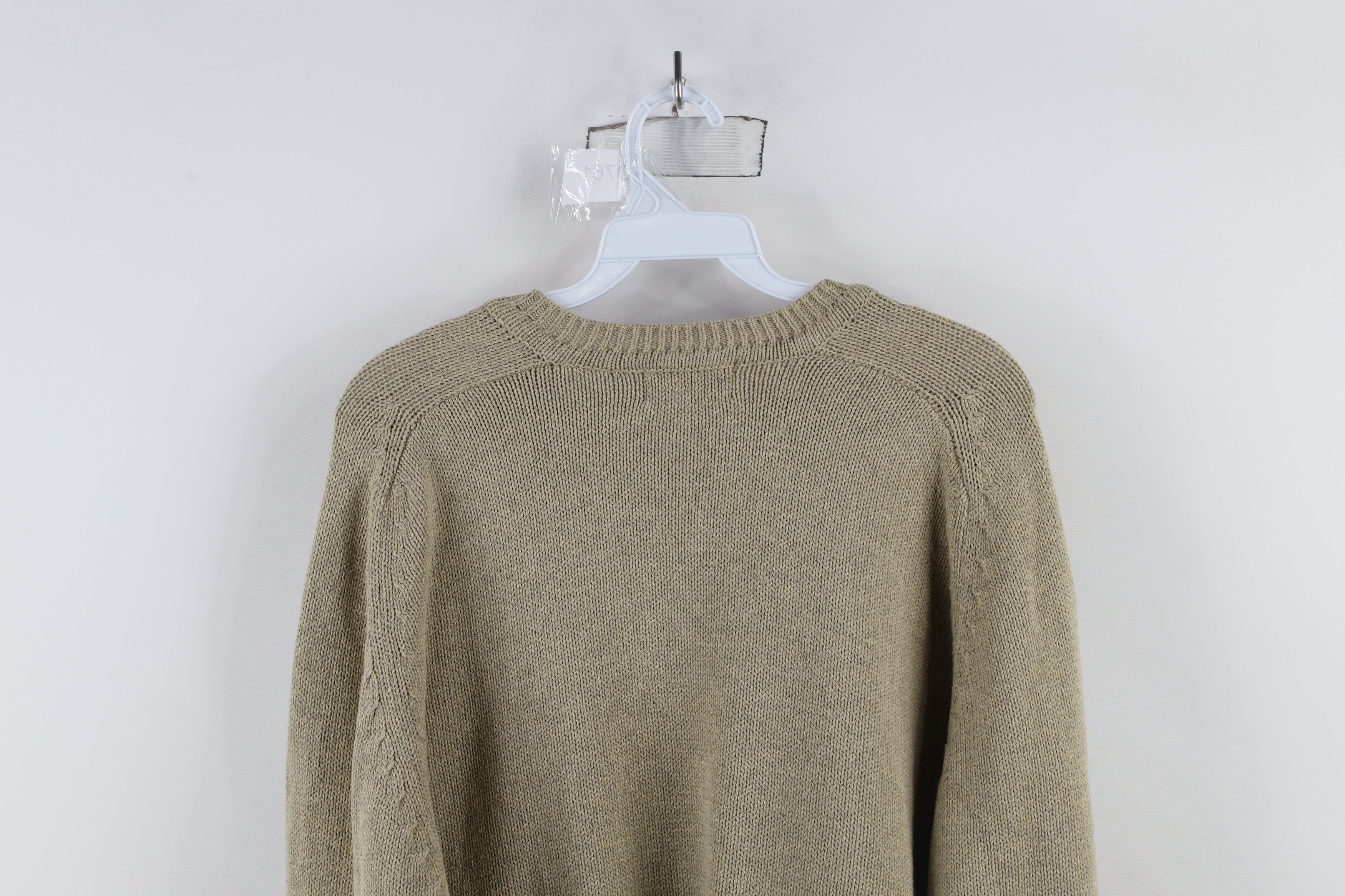 Vintage Vintage 90s Streetwear Cotton Knit V-Neck Sweater Beige Size US L / EU 52-54 / 3 - 8 Thumbnail