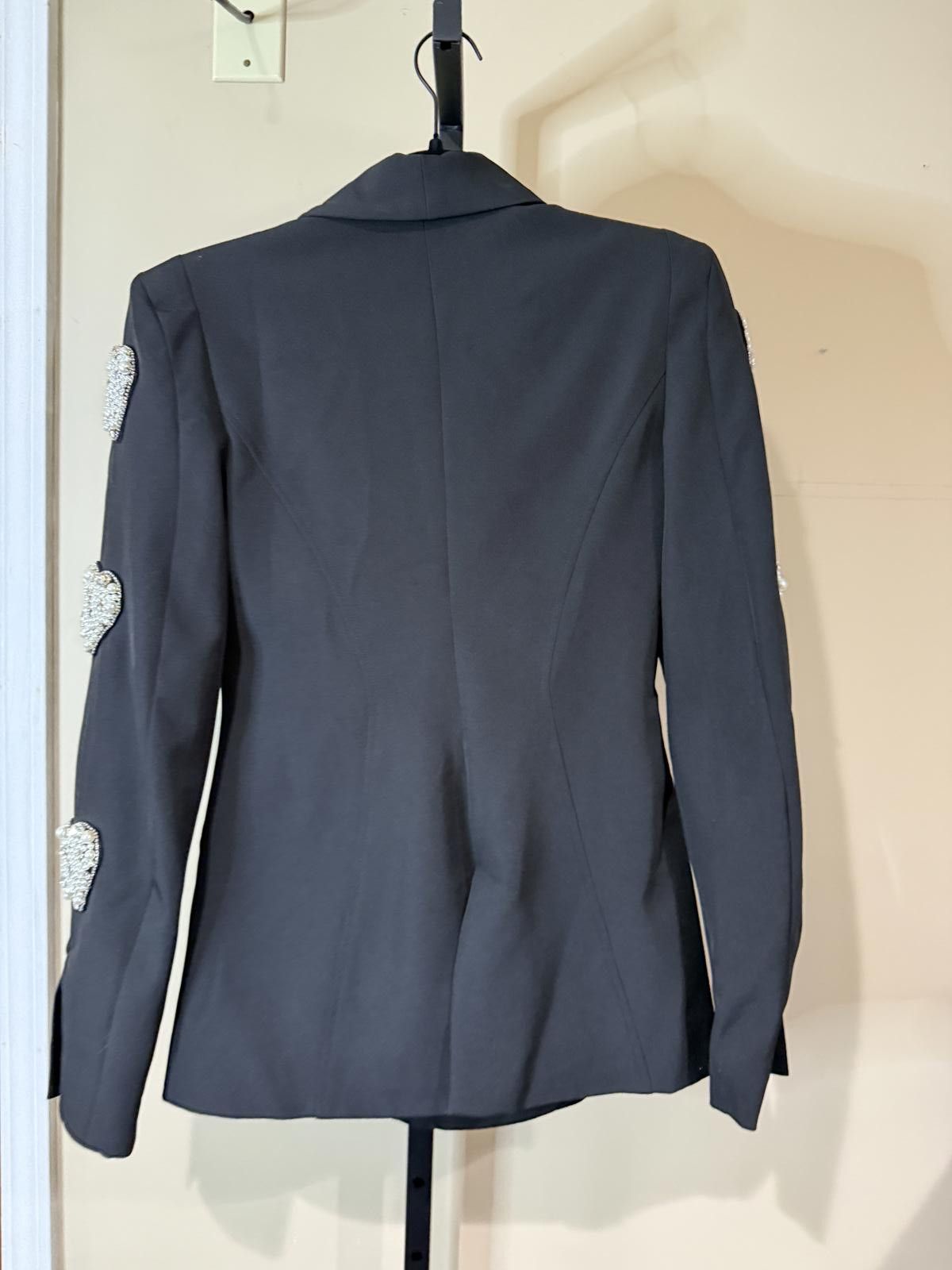 Other Valentina Shah Sz 2 Black Blazer Pearl Heart Embellishments Size XS / US 0-2 / IT 36-38 - 7 Thumbnail