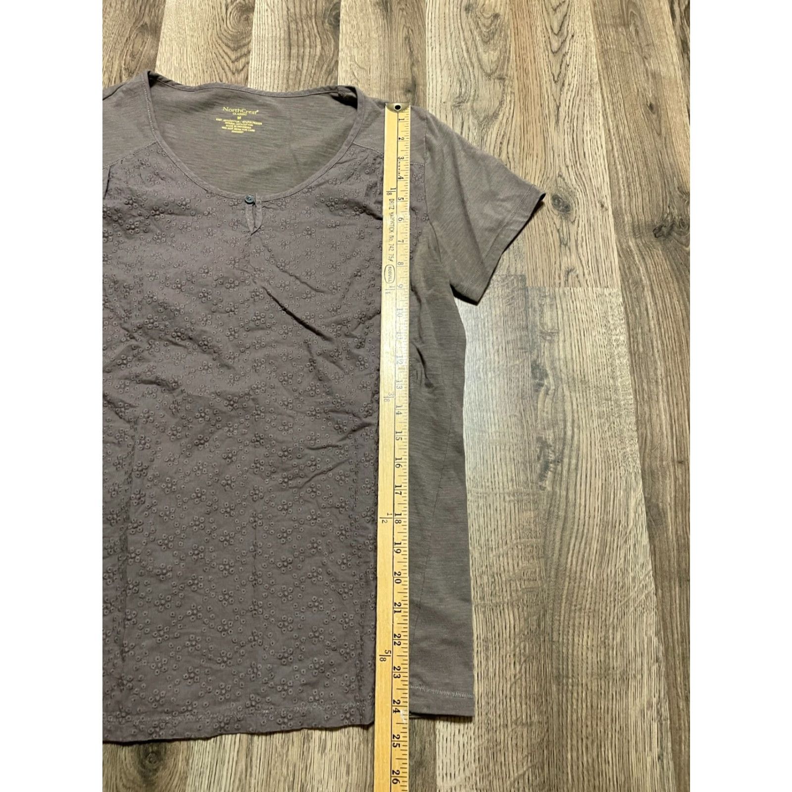 Vintage NorthCrest Shirt Women’s Medium Brown Short Sleeve Scoop Neck Pullover Casual Regular Size M / US 6-8 / IT 42-44 - 7 Thumbnail