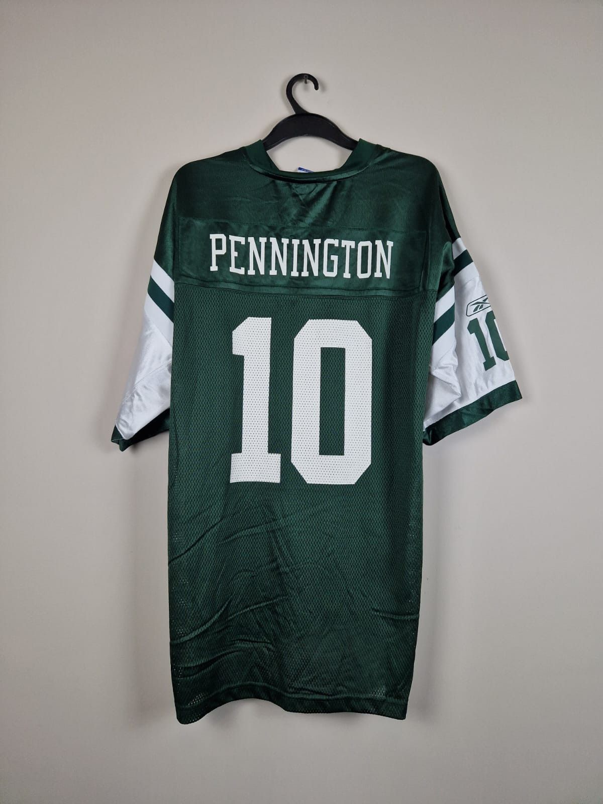 NEW YORK JETS PENNINGTON #10 REEBOK ON FIELD JERSEY store (AWAY) • Size XL