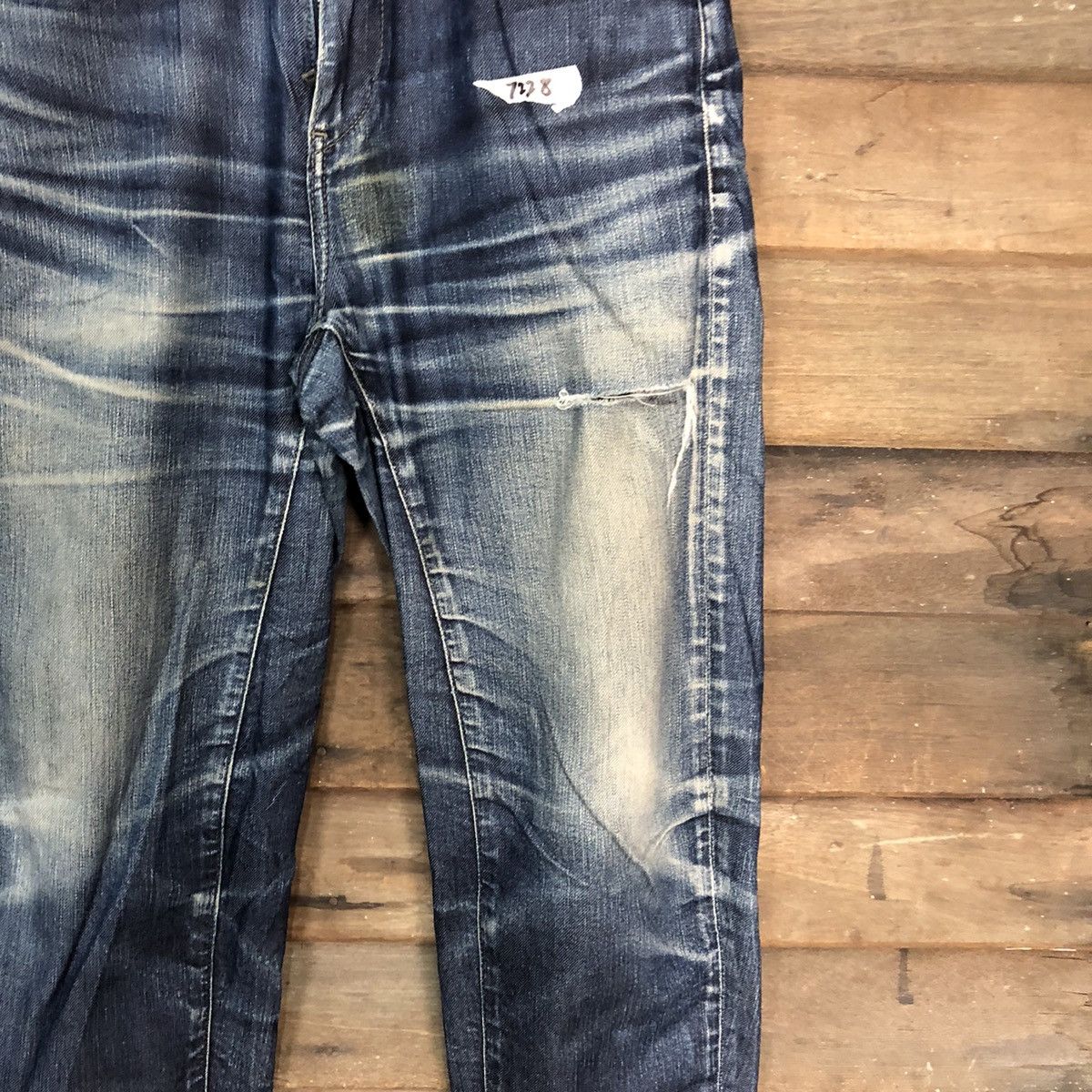 Japanese Brand Uniqlo Jeans Blue faded Distressed Denim Pants #7328 Size US 27 - 9 Thumbnail