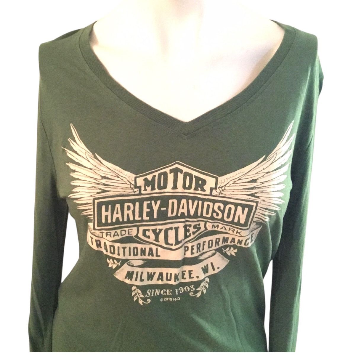 Harley Davidson Harley-Davidson Dover OH Women's V-Neck Long Sleeve Large Size L / US 10 / IT 46 - 2 Thumbnail