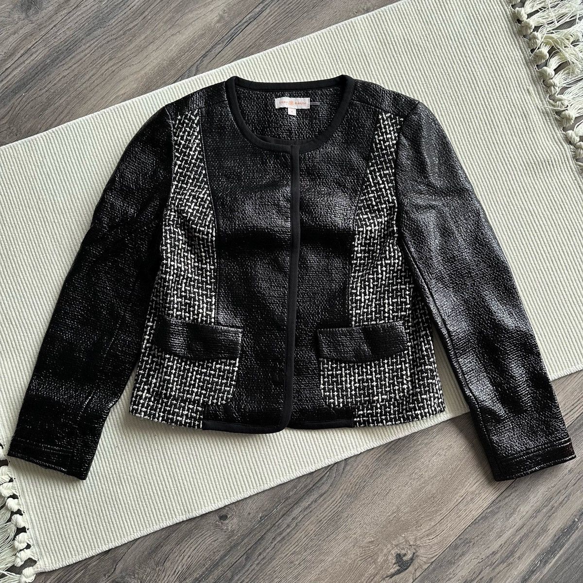 TORY BURCH Gorgeous Daria Faux Patent Leather Black Blazer