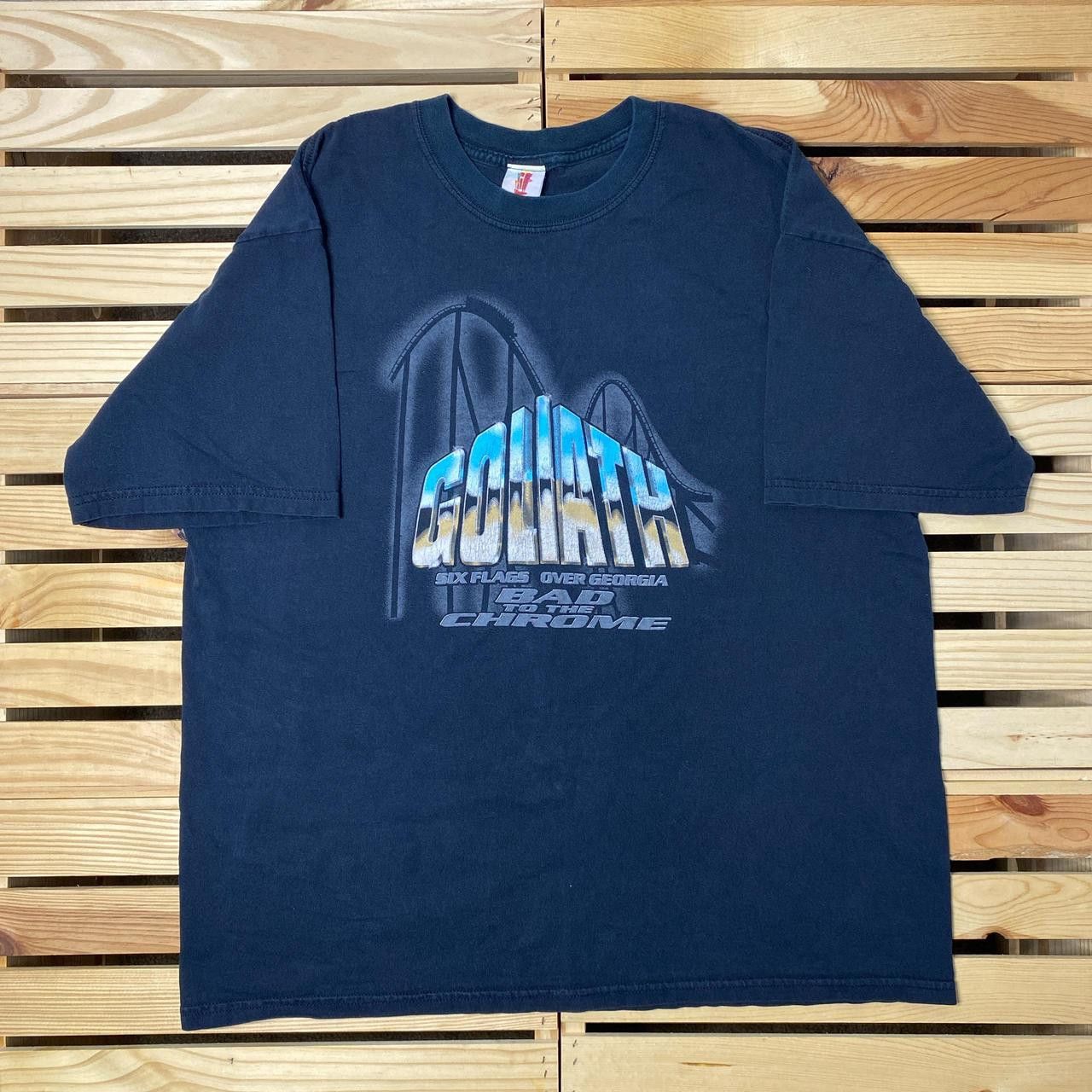 Other Vintage Six Flags x Goliath Roller Coaster Black Tee Size XL Size US XL / EU 56 / 4 - 1 Thumbnail
