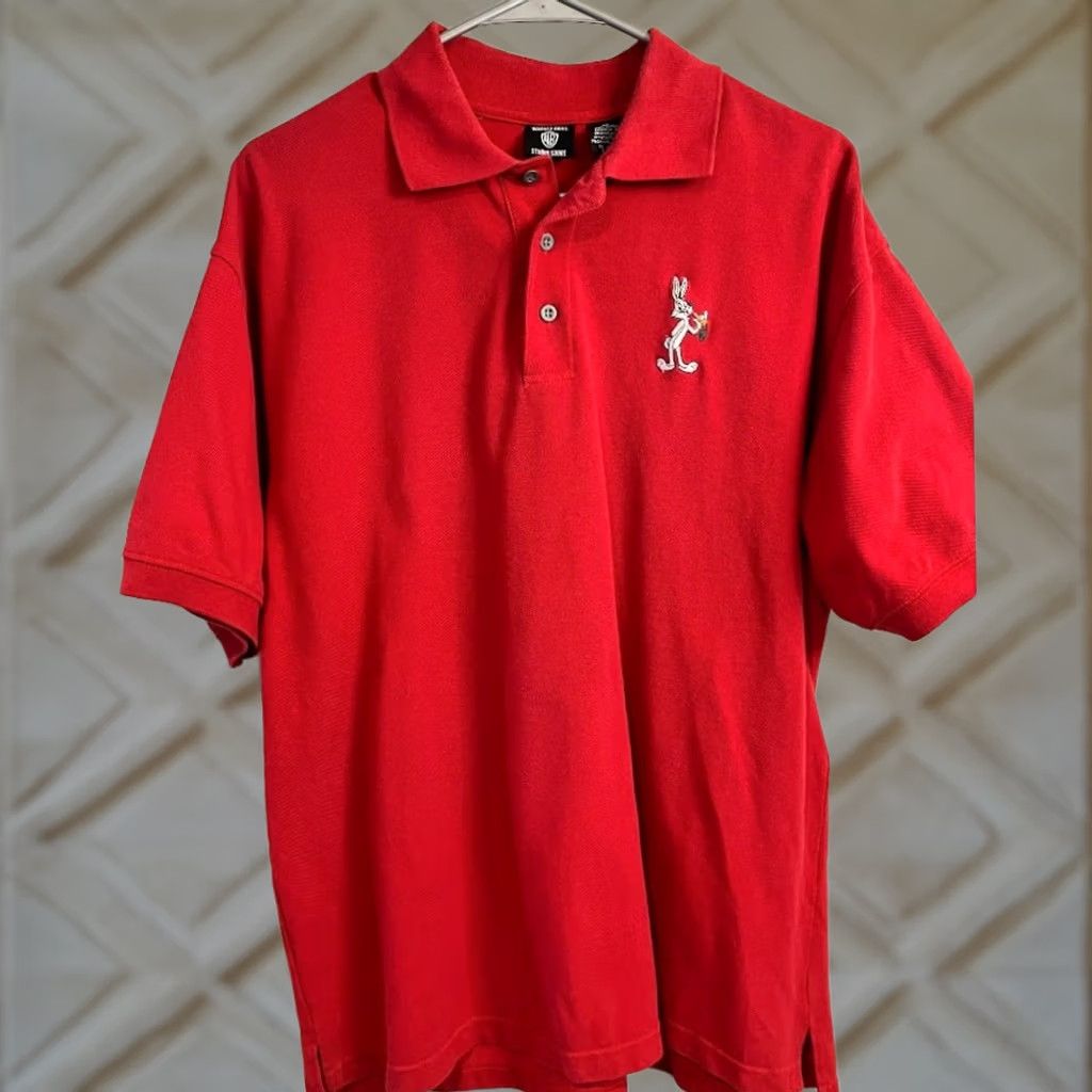 Vintage VINTAGE Bugs Bunny Embroidered Polo Shirt Red Warner Bros Studio Store Men M Shirt Size US M / EU 48-50 / 2 - 1 Thumbnail