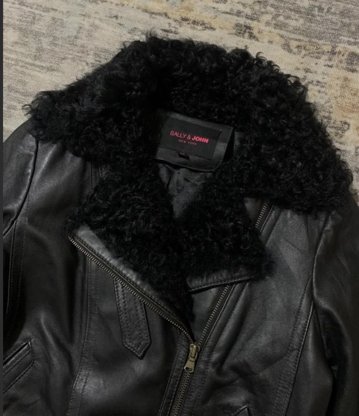 Genuine Leather Vintage Sally & Jhon Faux Fur Romenes Style Leather Jacket Size XXL / US 16-18 / IT 52-54 - 2 Thumbnail