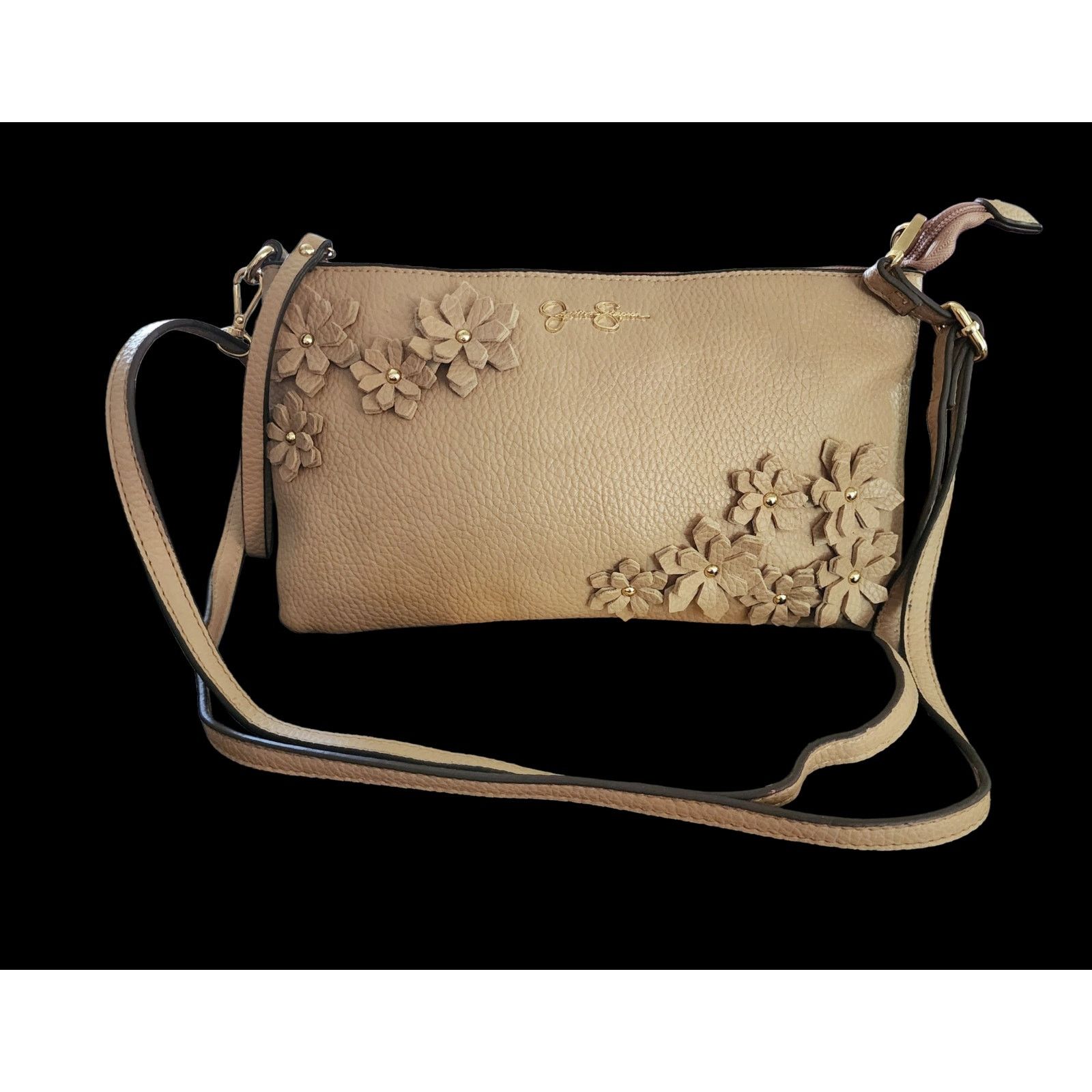 Jessica Simpson Jessica Simpson beige leather crossbody with floral designs Size ONE SIZE - 1 Thumbnail