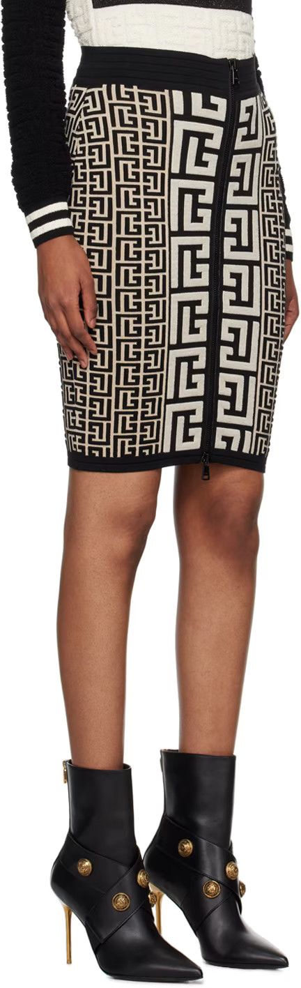 Balmain o1y0625 Midi Skirt in Black/White Size 32" / US 10 / IT 46 - 2 Thumbnail