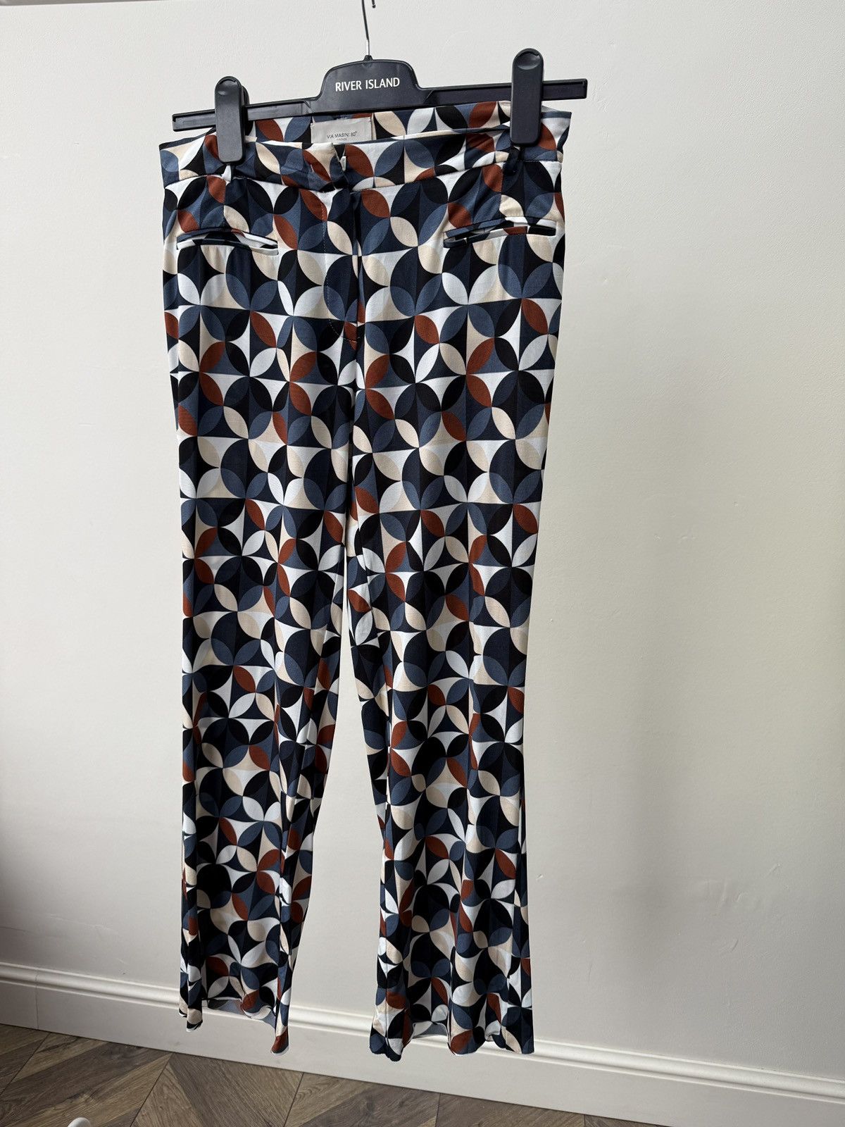 Other Vintage Via Masini 80 Firenze Women’s Flared Pants Geometric Size 27" / US 4 / IT 40 - 3 Thumbnail