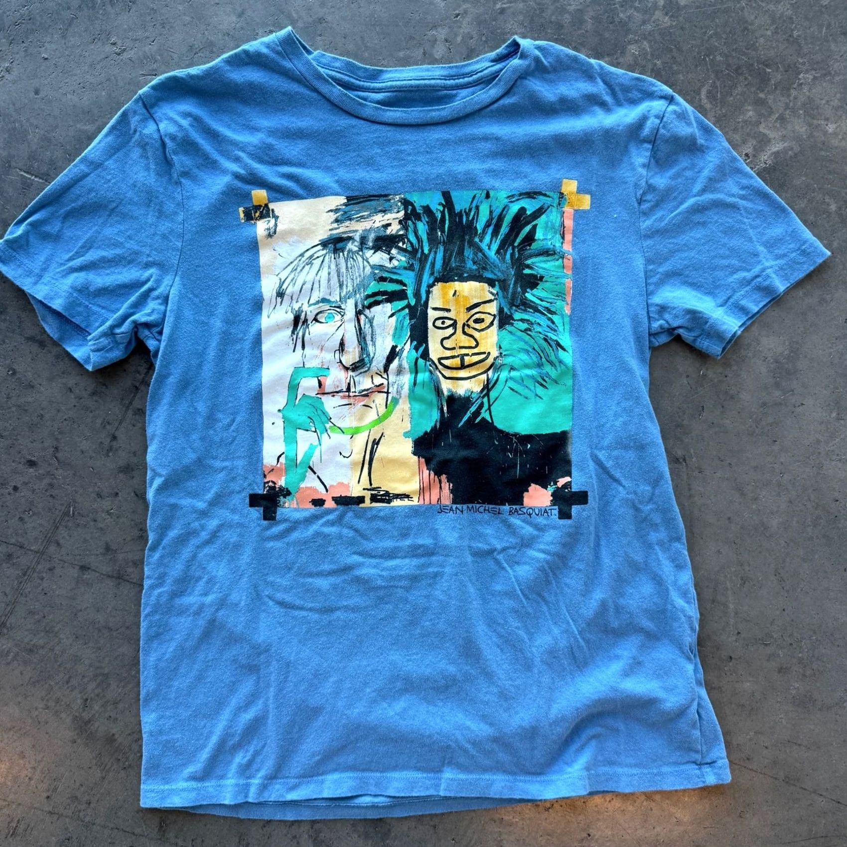 Gap VINTAGE Basquiat GAP Blue Graphic Tee Short Sleeve Small Mens S Shirt Size US 29 - 2 Thumbnail