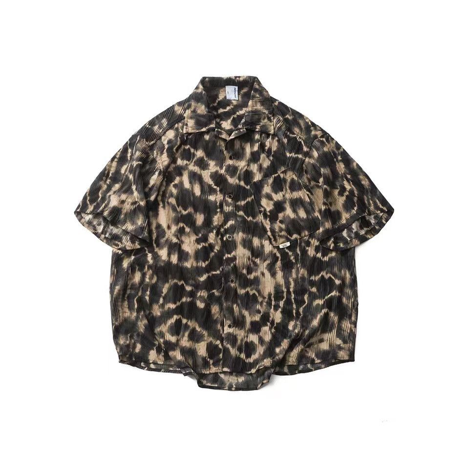 image of Vintage Street Hip Hop Leopard Print Shirt in Camouflage, Men's (Size Large)