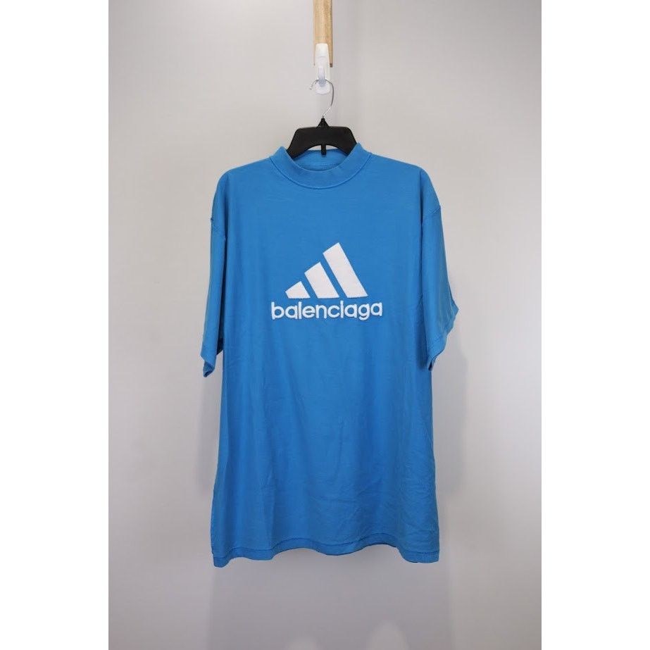 Adidas × Balenciaga o1rshd1 Oversize T-Shirt in Blue Size US M / EU 48-50 / 2 - 1 Thumbnail