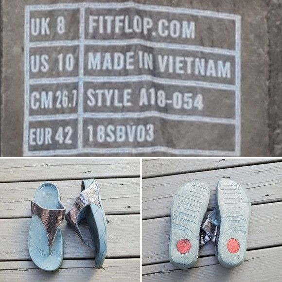 Other FitFlop Electra Classic Pewter Silver Sequin thong Platform Size US 10 / IT 40 - 8 Thumbnail