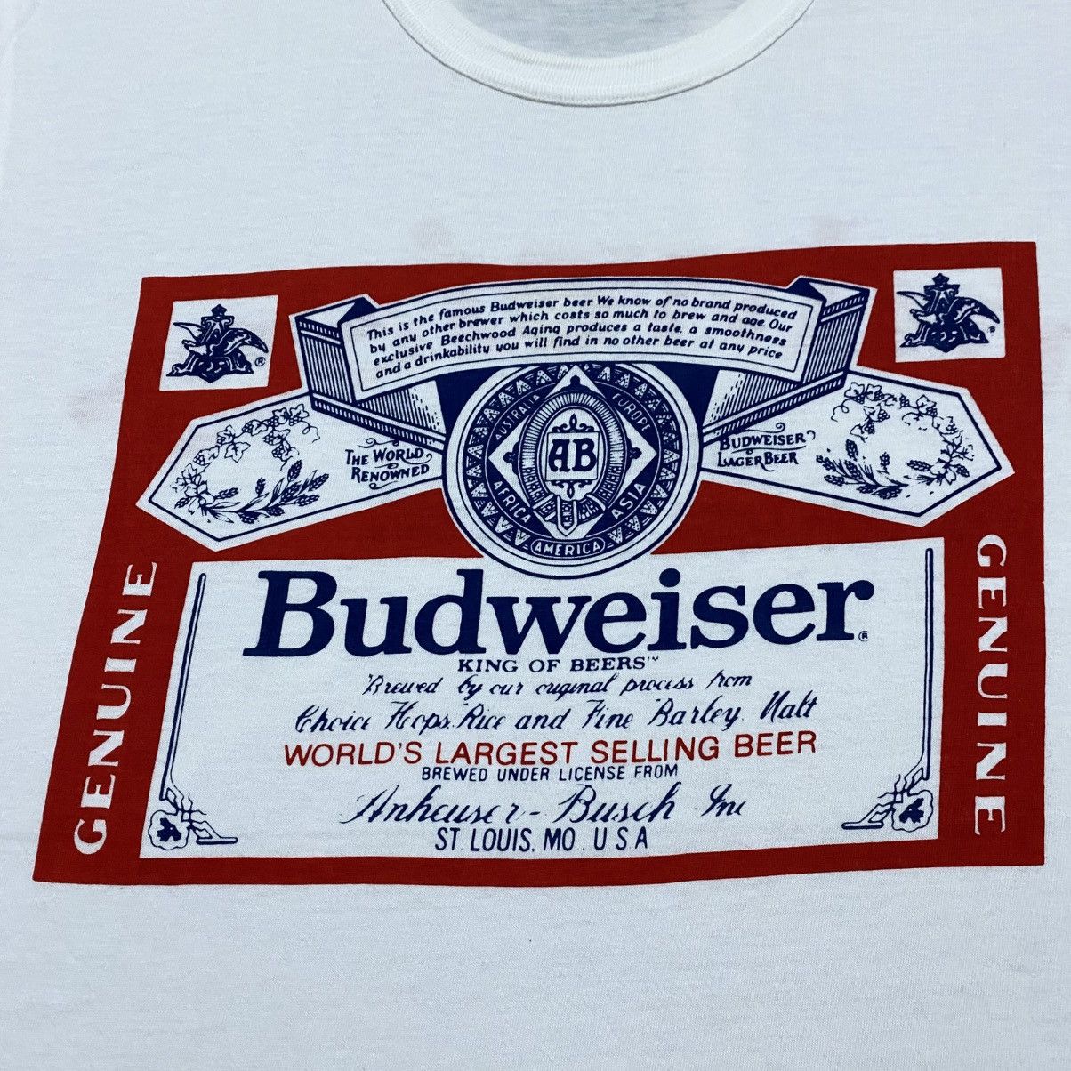 Budweiser × Vintage Rare‼️🔥Vintage Budweiser Big Logo Single Stitch T-Shirt Size US S / EU 44-46 / 1 - 4 Thumbnail