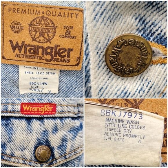 Wrangler Vintage 90s y2k Grunge Distressed Acid Wash Denim Jean Truck Size US L / EU 52-54 / 3 - 5 Thumbnail