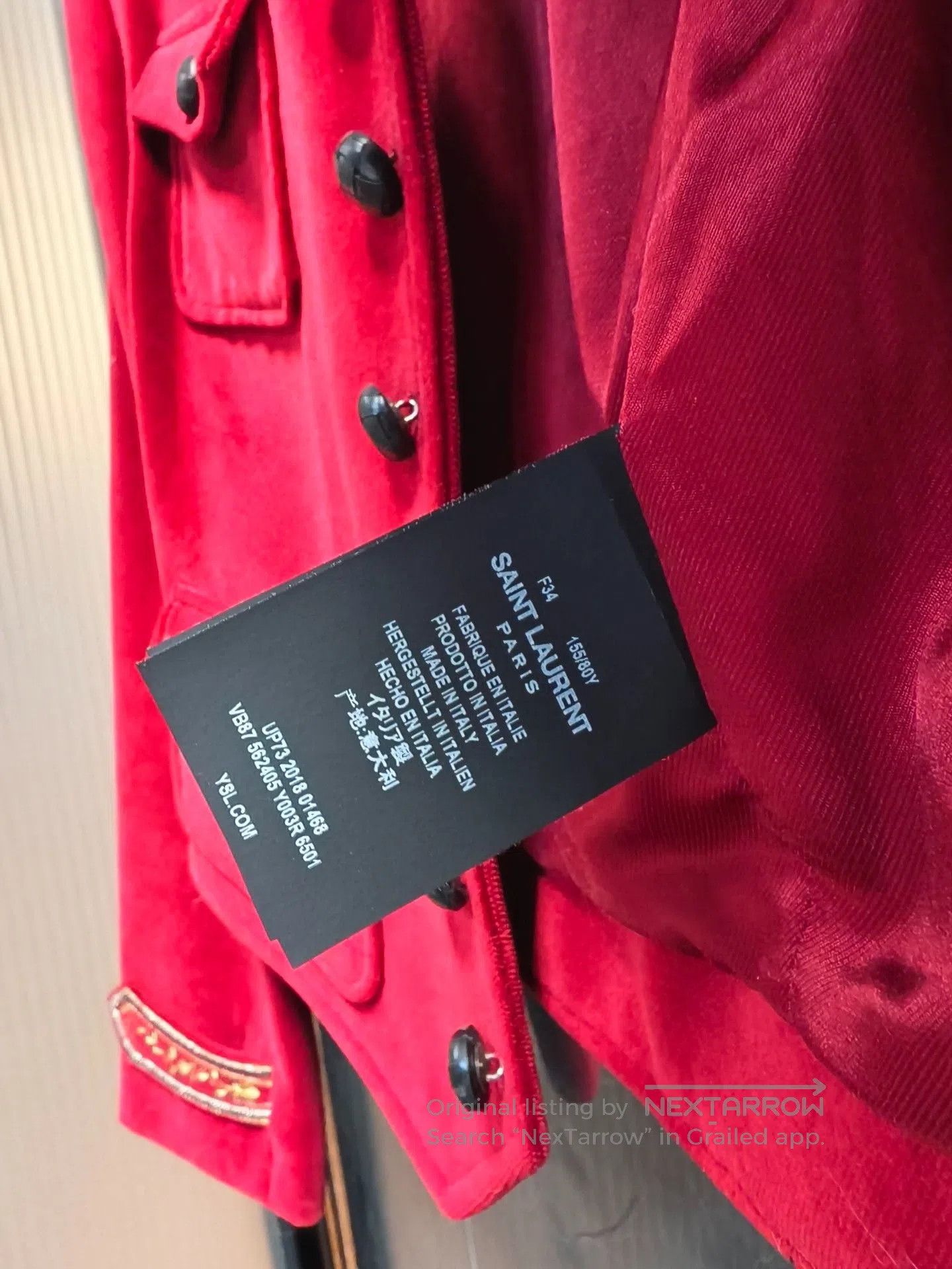 Saint Laurent Paris Saint Laurent Red Velvet Jacket. Size S / US 4 / IT 40 - 5 Thumbnail