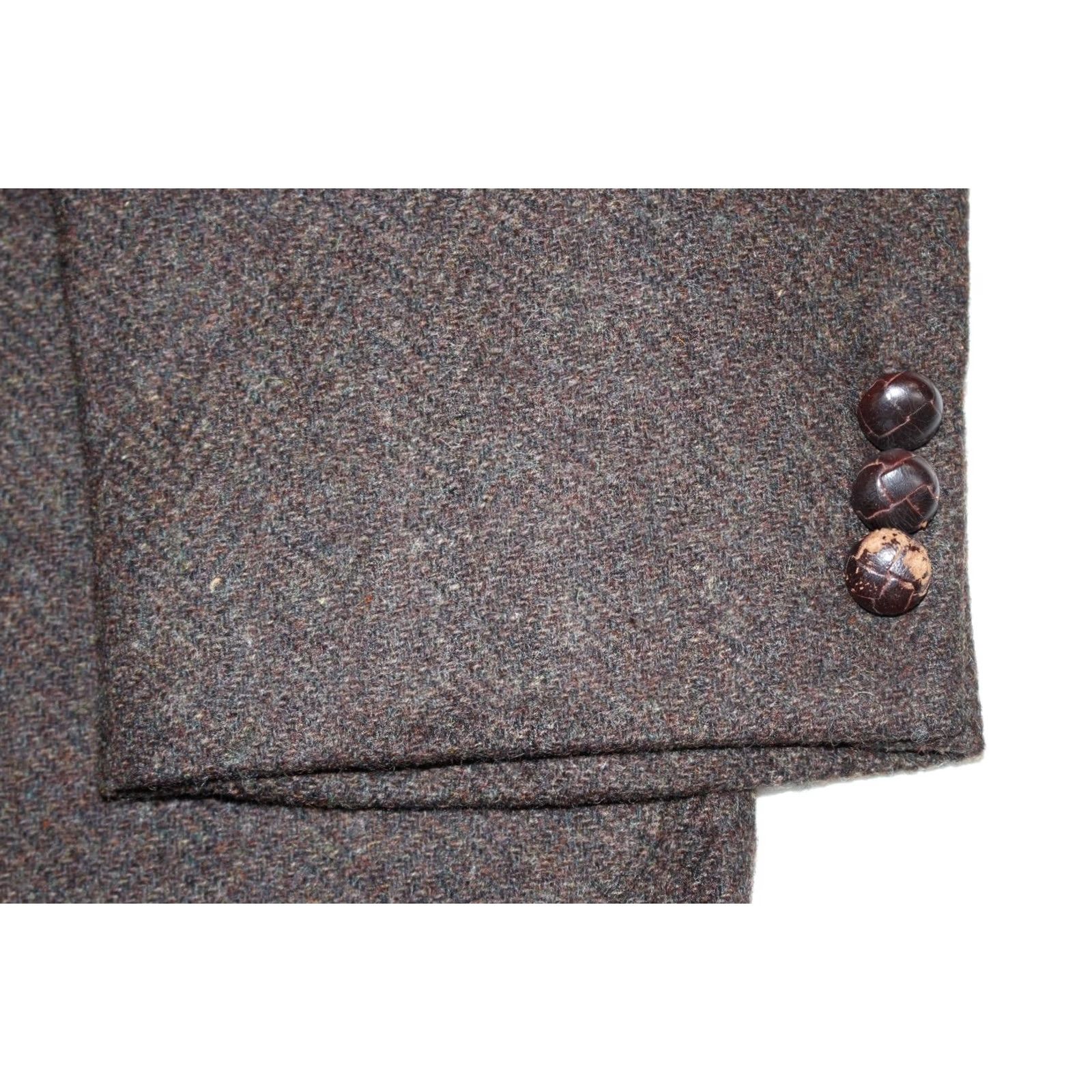 Farah Vintage Farah Wolff Blazer Men 44 R 100% Pure Wool Tweed Herringbone Brown Size 44R - 3 Thumbnail