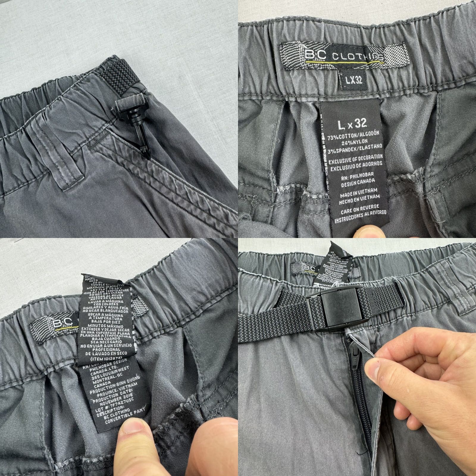 Vintage VINTAGE BC Clothing Baggy Cargo Pants Adult 32x31 Gray Pocket Grunge Y2K Hipster 90s Mens Size US 32 / EU 48 - 8 Thumbnail