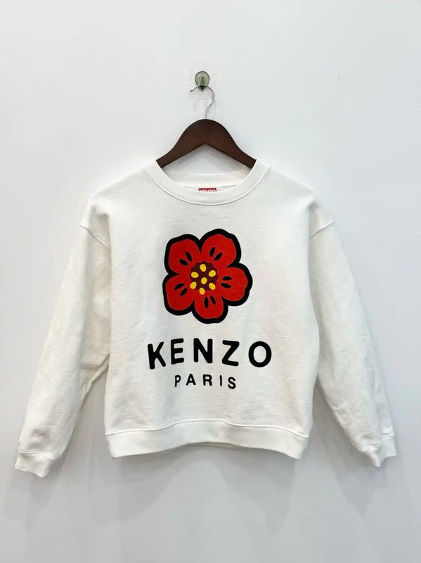 Kenzo KENZO White Cropped Long Sleeve Sweatshirt 0089 Size S / US 4 / IT 40 - 1 Thumbnail