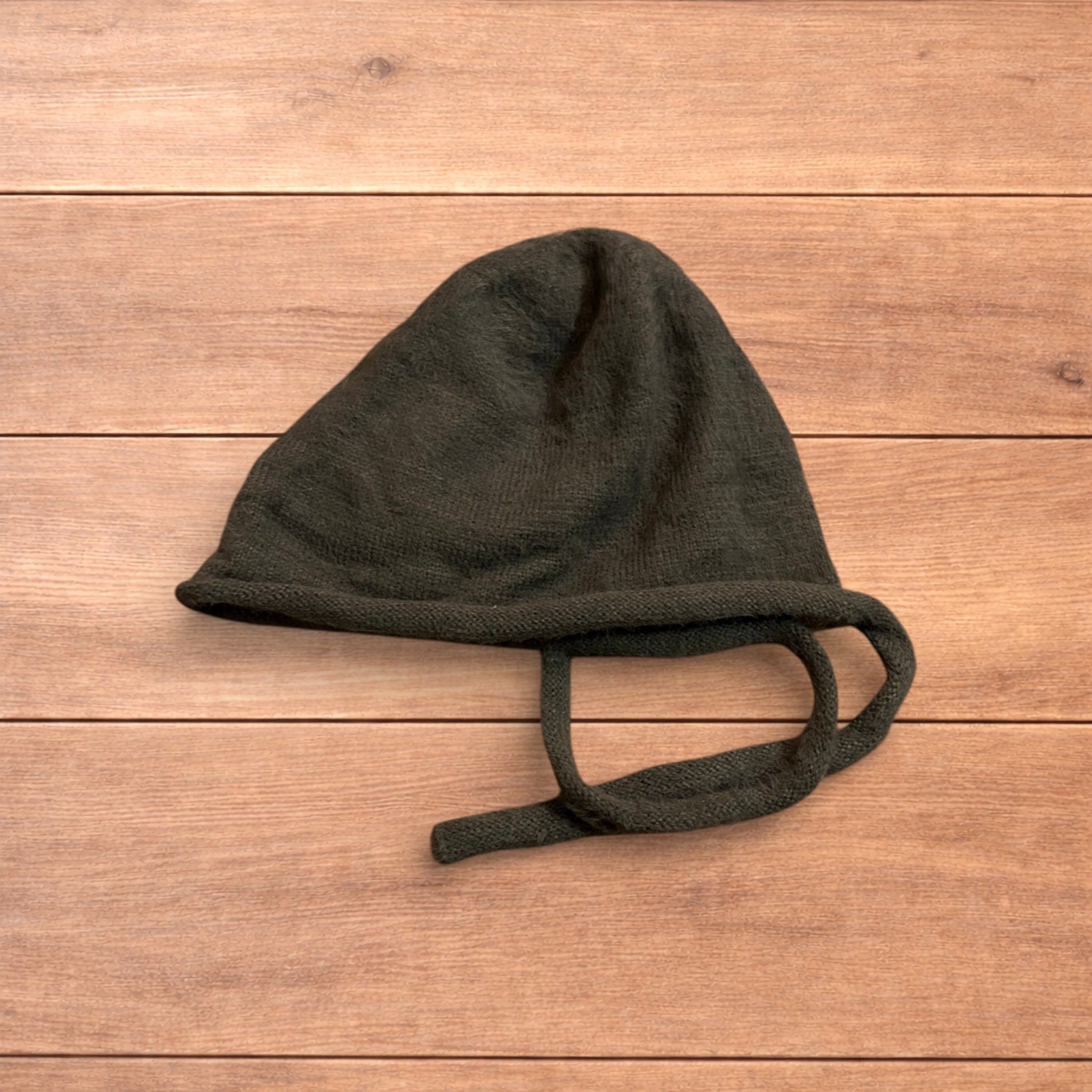 Japanese Brand Y2k Japanese knitted beanie bonnet ear flap hat in mid grey. Size ONE SIZE - 4 Thumbnail
