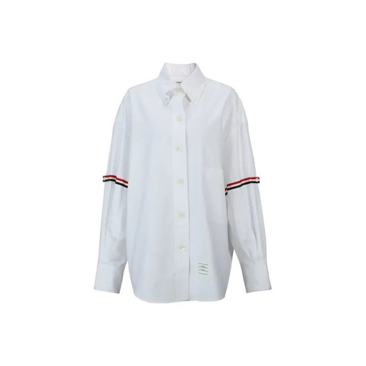 Thom Browne Thom Browne White RWB Stripe Long Sleeve Shirt 0079 Size M / US 6-8 / IT 42-44 - 1 Thumbnail