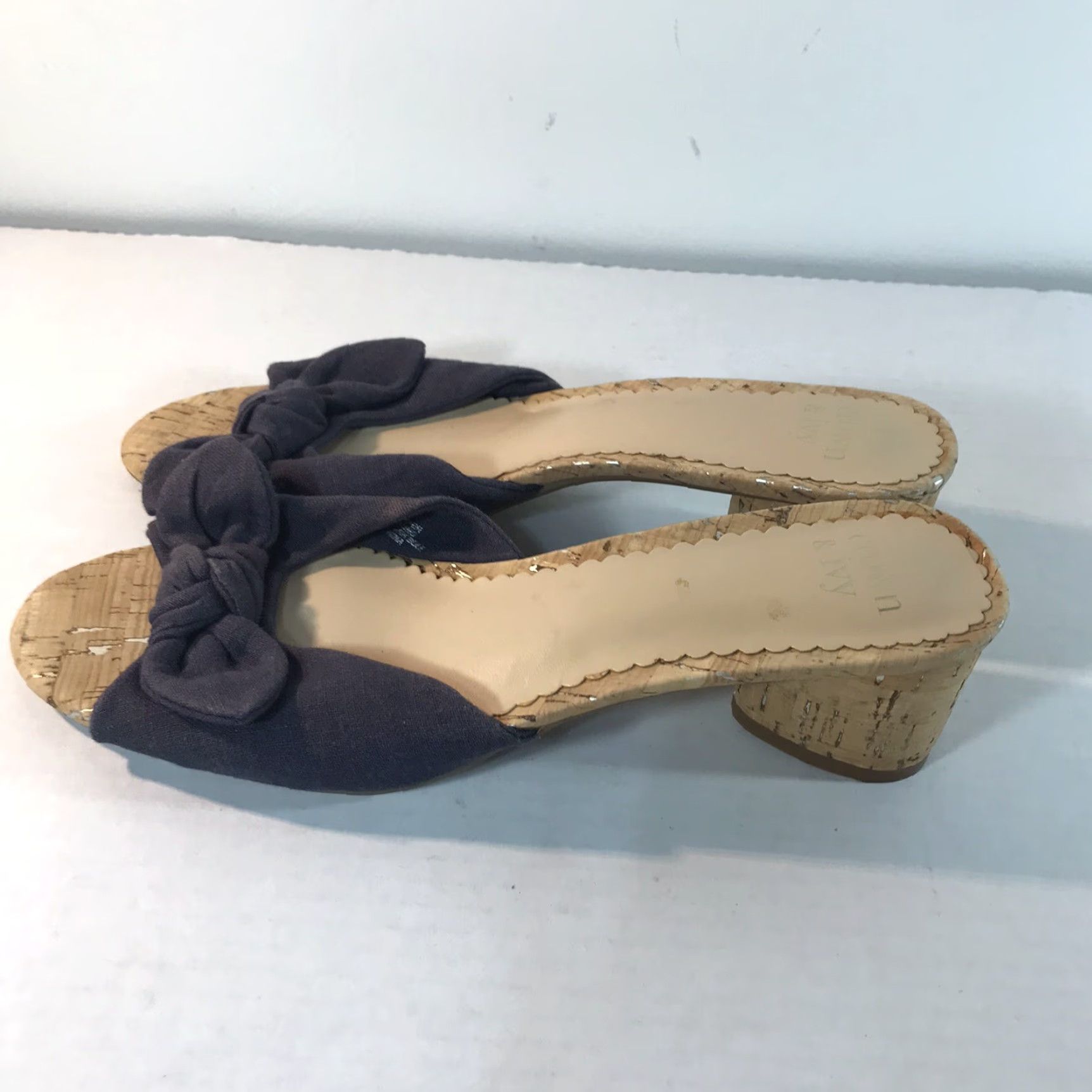 Vintage Crown & Ivy Navy Bow Slides Womens Size 9.5 2in Block Heel Casual Sandals Size US 10 / IT 40 - 4 Thumbnail