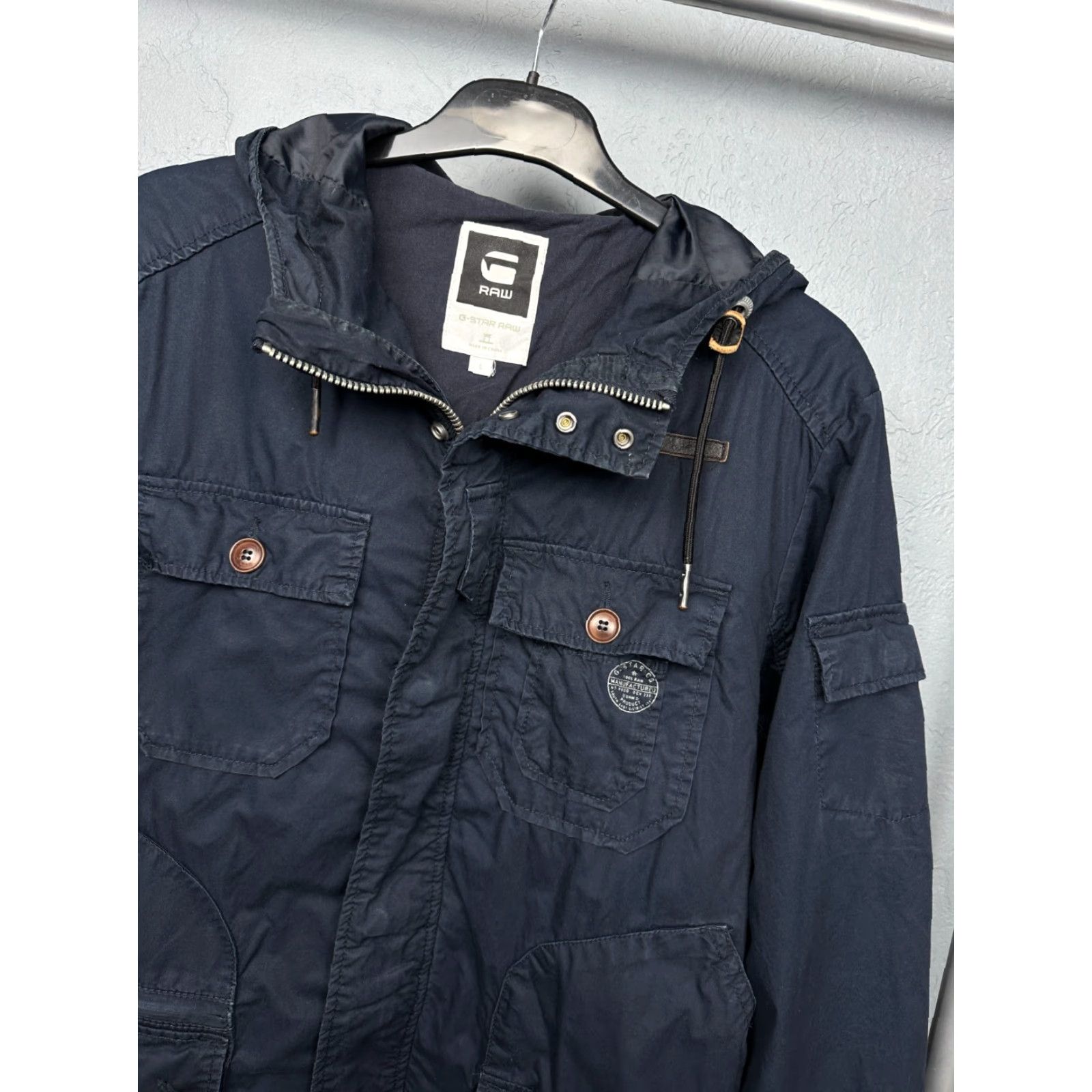 G-Star G Star Raw Mens Haines Hooded Jacket L Blue Windbreaker Hooded Jacket Mens L Blue G-Star Windbreaker Jacket Size US L / EU 52-54 / 3 - 2 Thumbnail