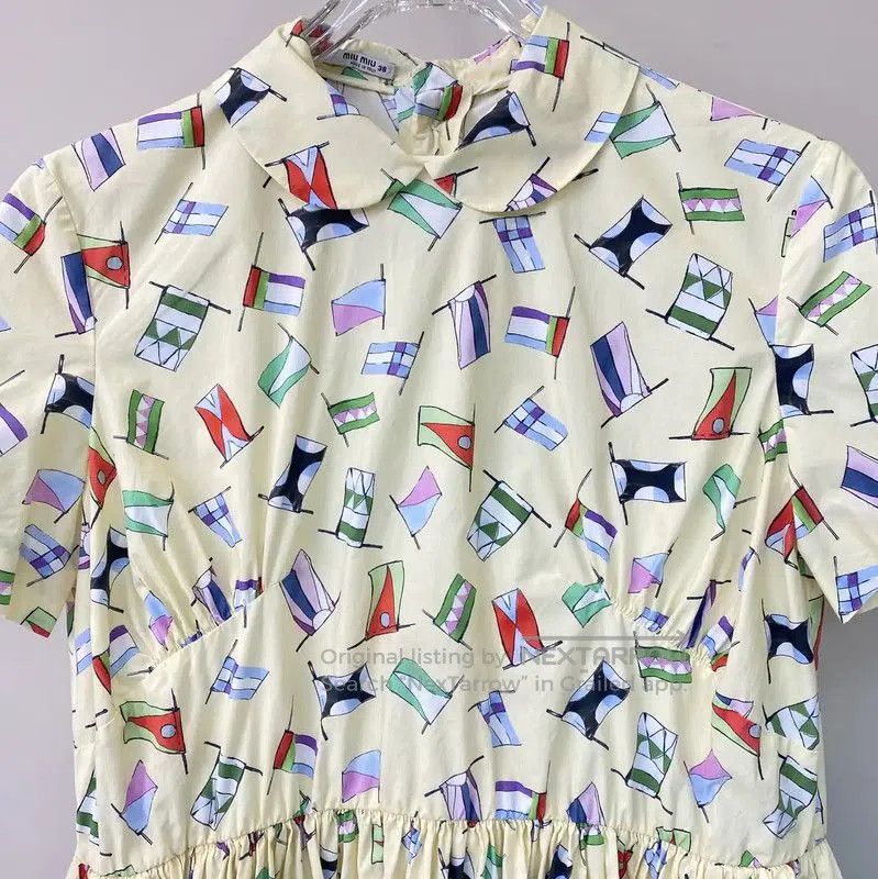 Miu Miu Miu Miu Yellow Cotton Women’s Dress . Size S / US 4 / IT 40 - 4 Thumbnail
