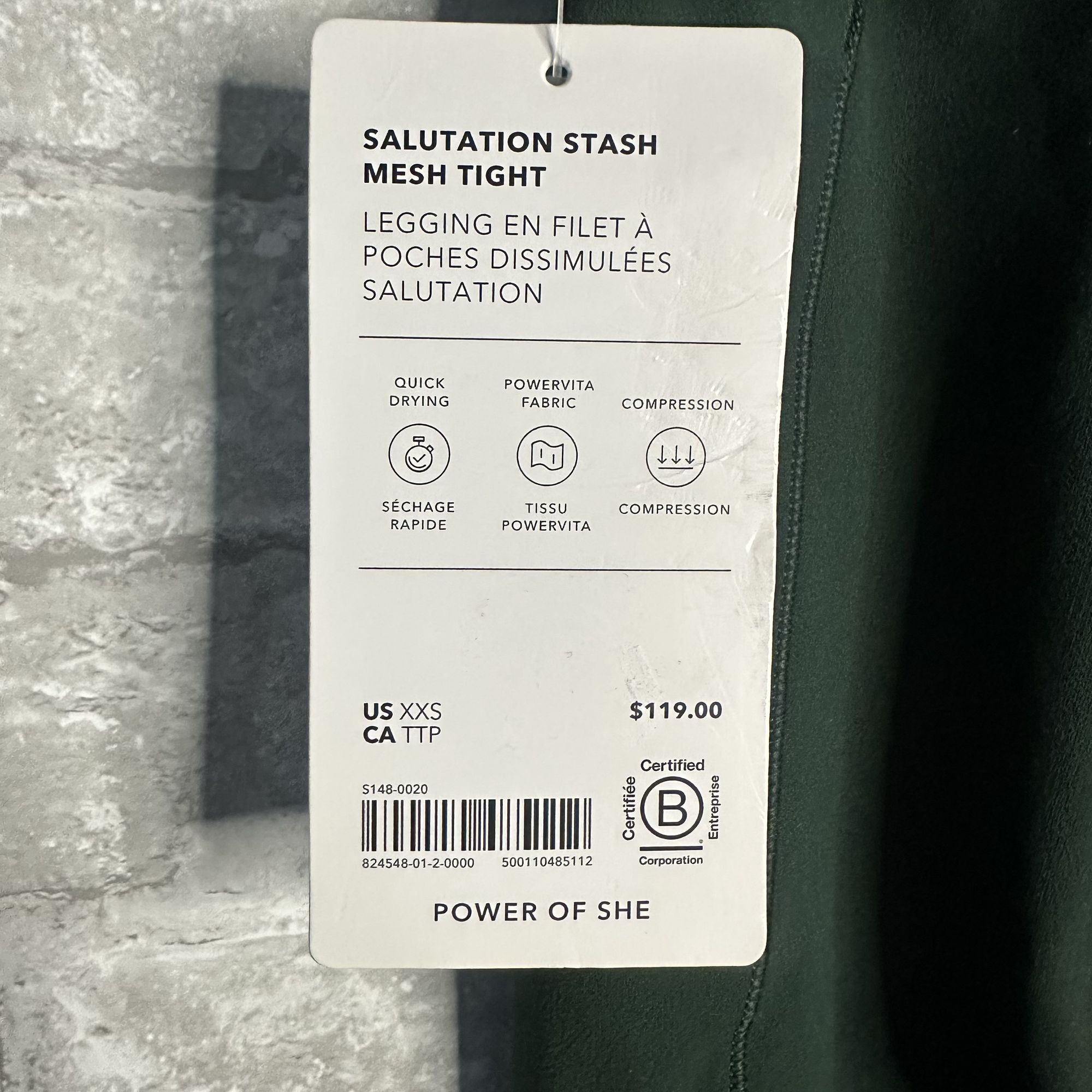 Athleta Athleta Salutation Stash Mesh Tight NWT XXS (Seaweed Snack) Size 24" / US 00 / IT 34 - 14 Thumbnail