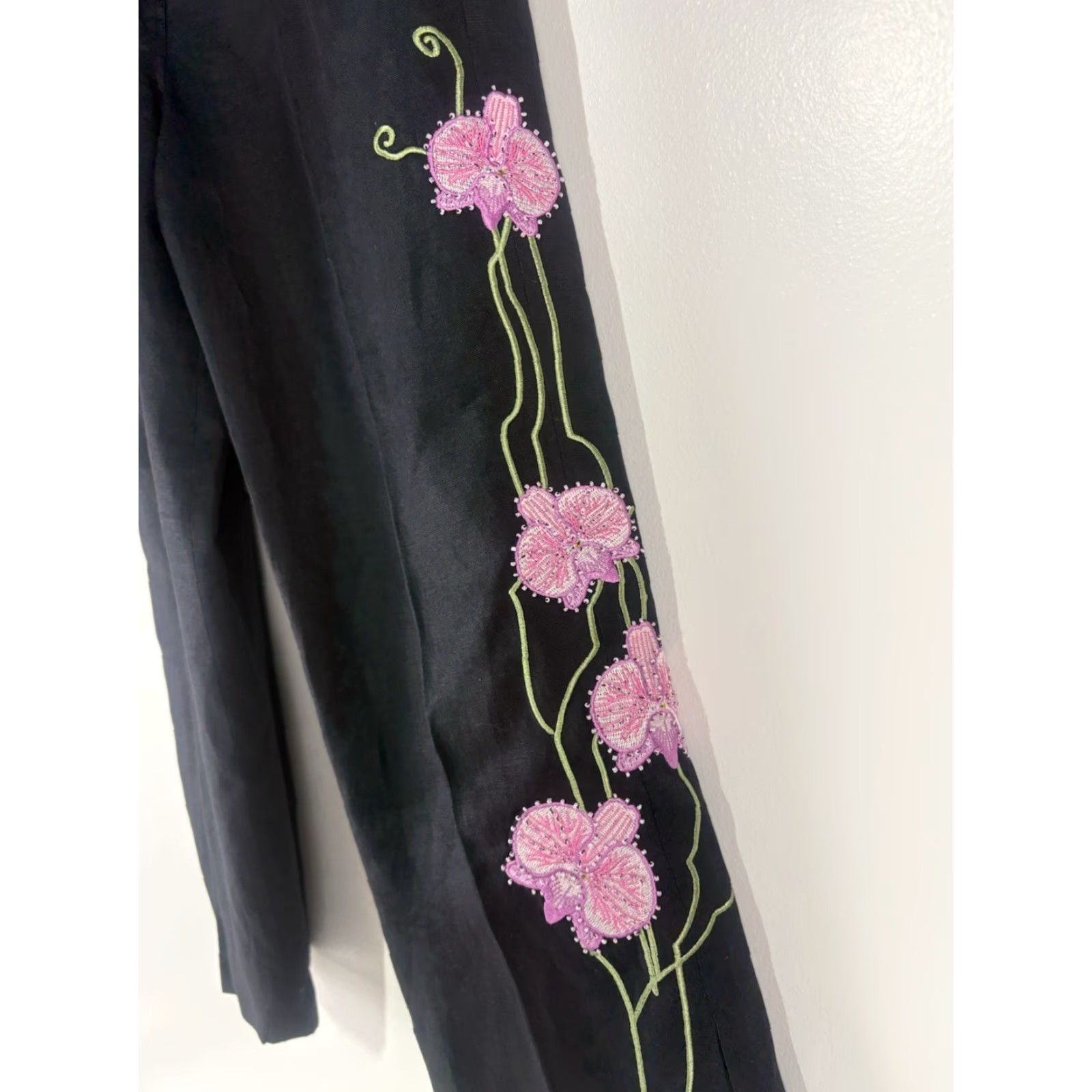 Vintage Larry Levine Black Linen Blend Cropped Dress Pants Womens Size 8 Size 30" / US 8 / IT 44 - 2 Thumbnail