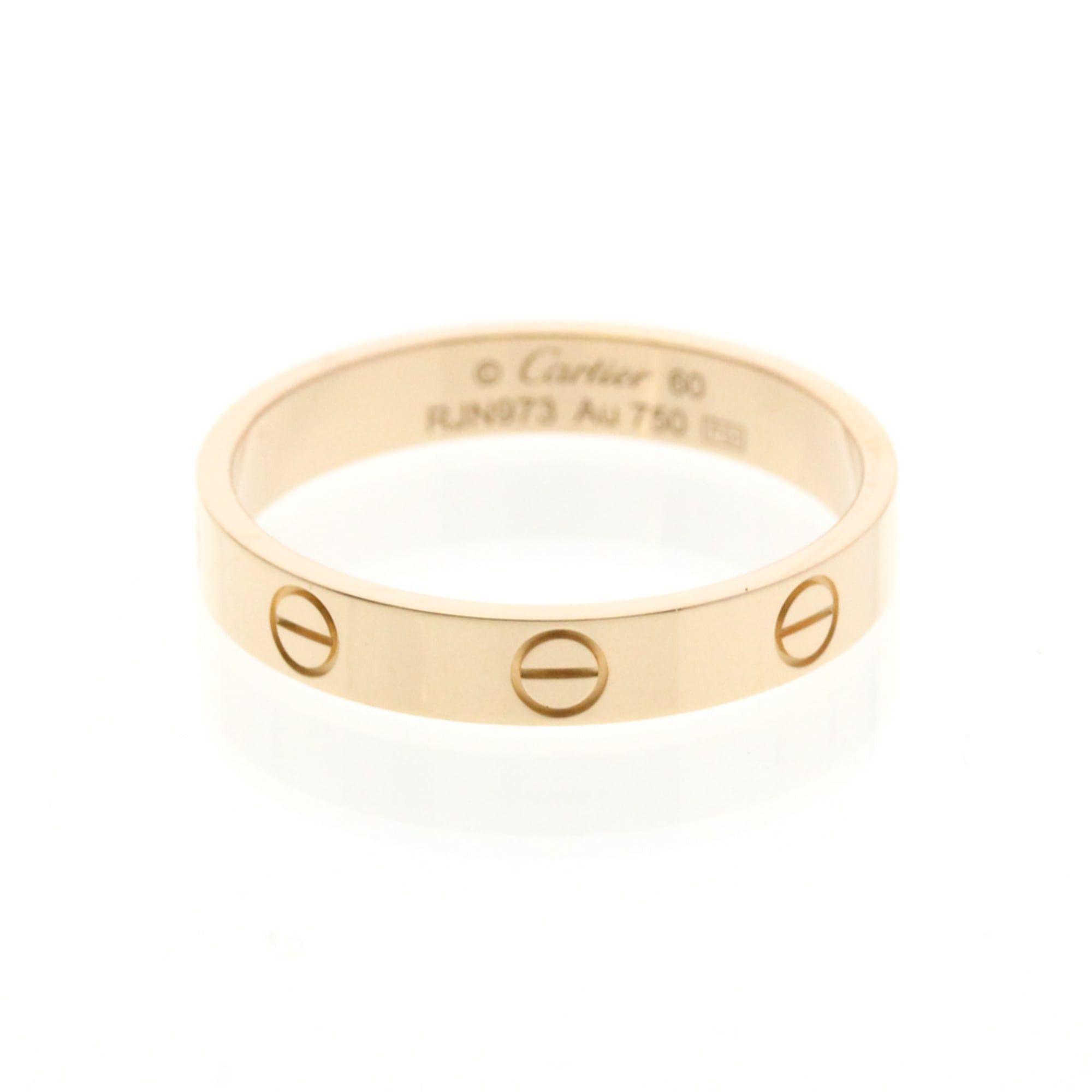 Cartier Mini Love Ring Pink Gold (18K) Fashion No Stone Band Ring Pink Gold, Women's