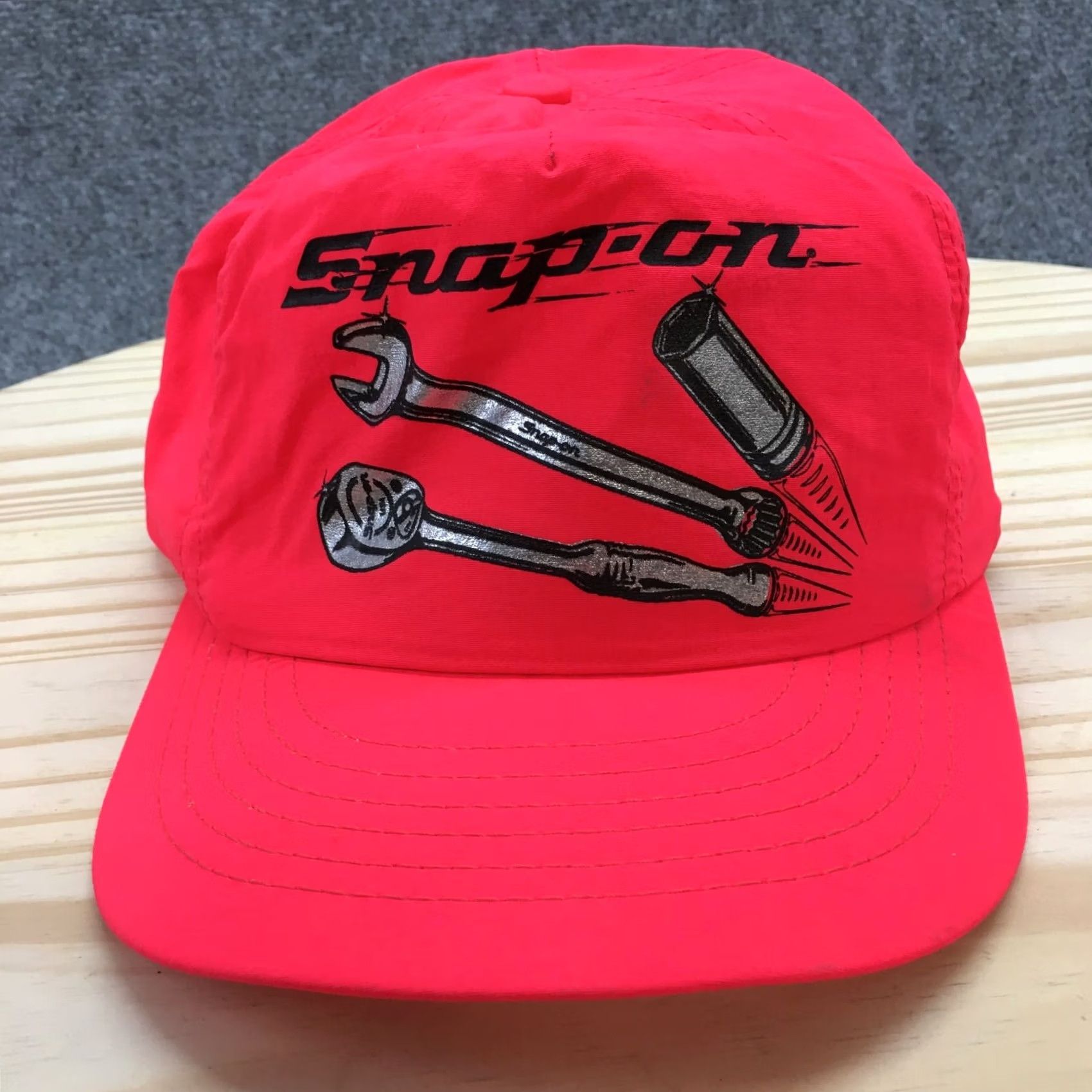 Vintage Snap On Baseball Hat Men Pink One Size Adjustable Curved Brim Embroidered Logo Size ONE SIZE - 3 Thumbnail