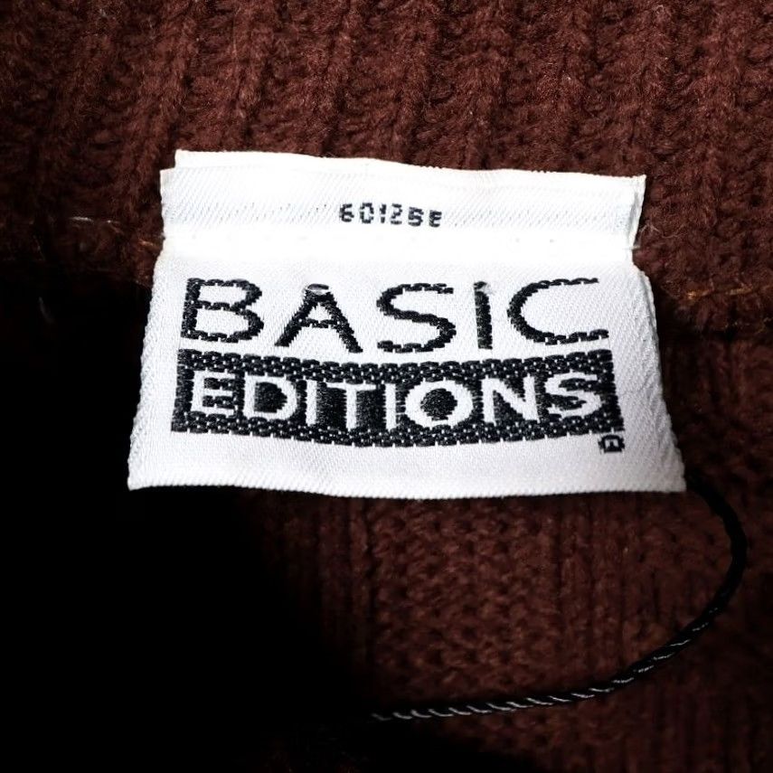 Basic Editions VINTAGE Basic Editions Sweater Mens Large Brown Excellent Basketweave Mock Neck Sweater Size US L / EU 52-54 / 3 - 6 Thumbnail
