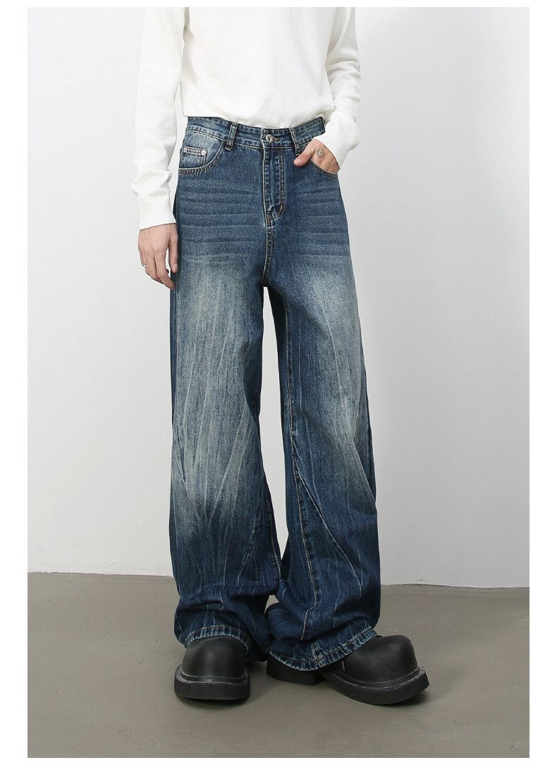 Japanese Brand × Jean Vintage distressed men's ripple loose straight jeans Size US 34 / EU 50 - 3 Thumbnail