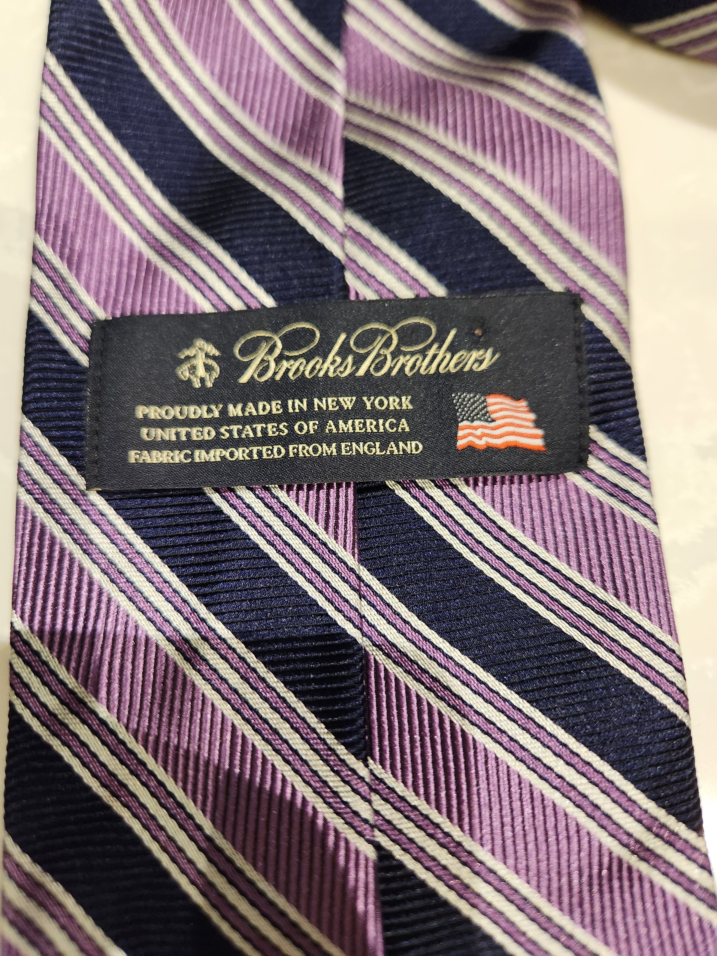 Brooks Brothers Blue Purple Silver Striped 100% Silk Tie Size ONE SIZE - 6 Thumbnail