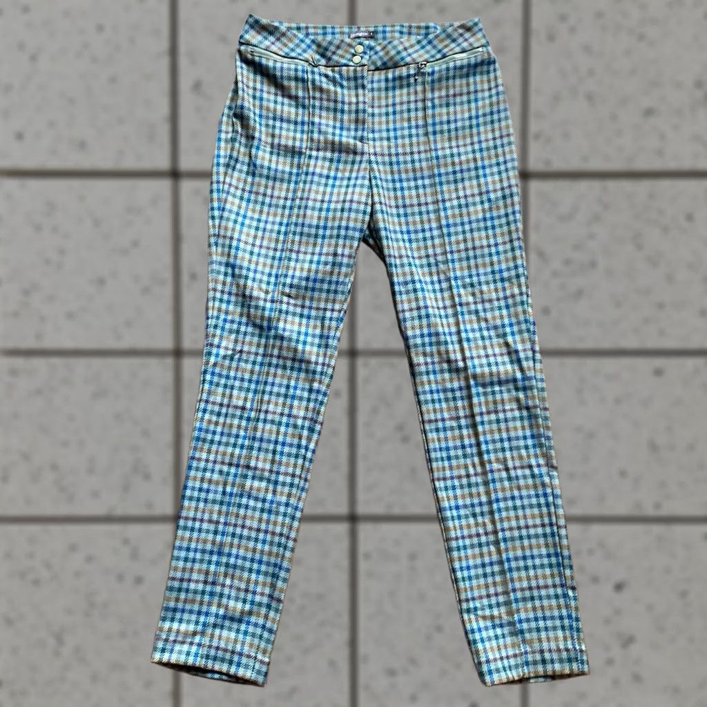 J.McLaughlin J McLaughlin Pants Womens Size 4 Green Houndstooth Plaid Stretch Office Size 27" / US 4 / IT 40 - 1 Thumbnail