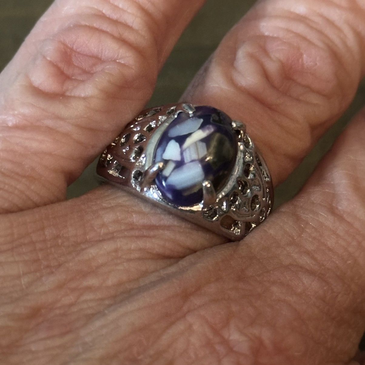 Other × Vintage Vintage Shuai jun purple abalone inlay stone ring Size ONE SIZE - 4 Thumbnail