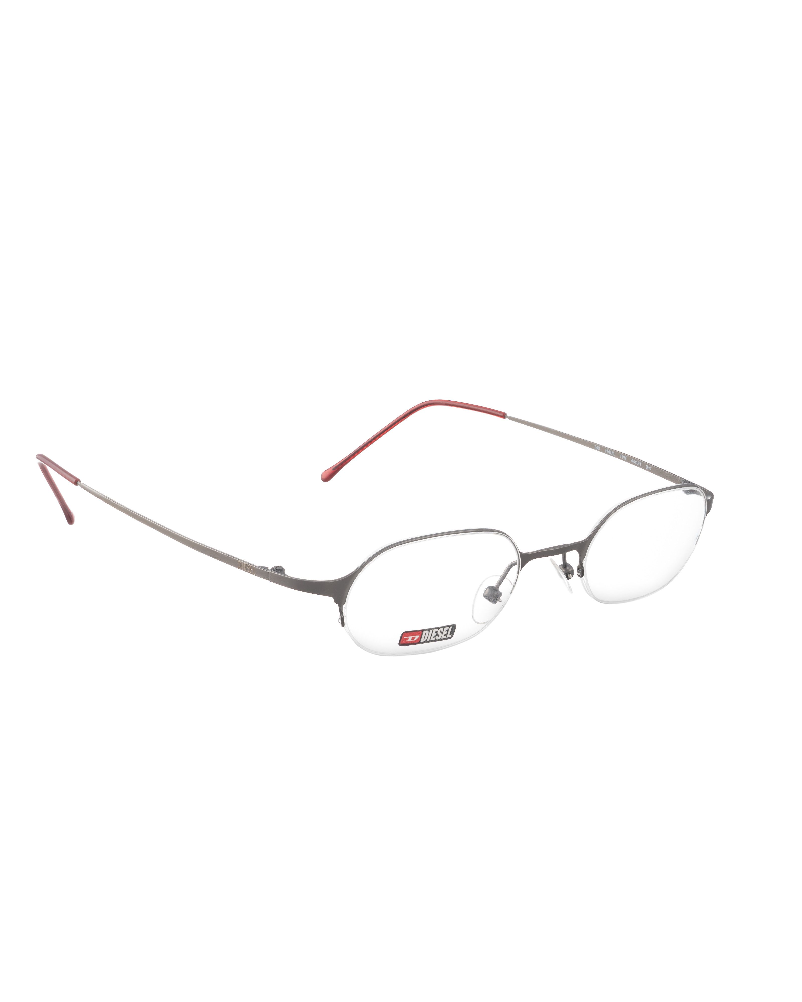 Diesel Diesel 90s Half Rim Oval Silver Metallic & Red Glasses Size ONE SIZE - 1 Thumbnail