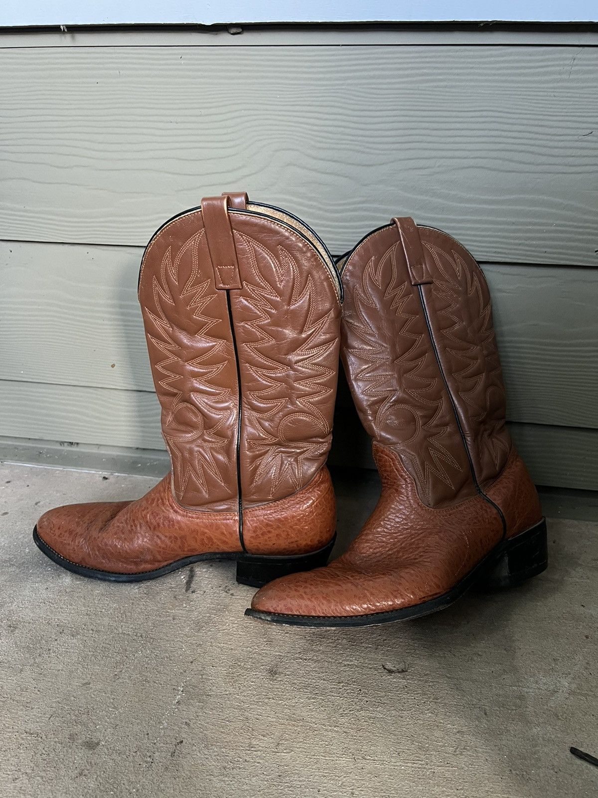 image of Cowboy Equipment x Genuine Leather Cowboy Leather Vintage Crazy Boots Size 11,5 in Brown, Men's
