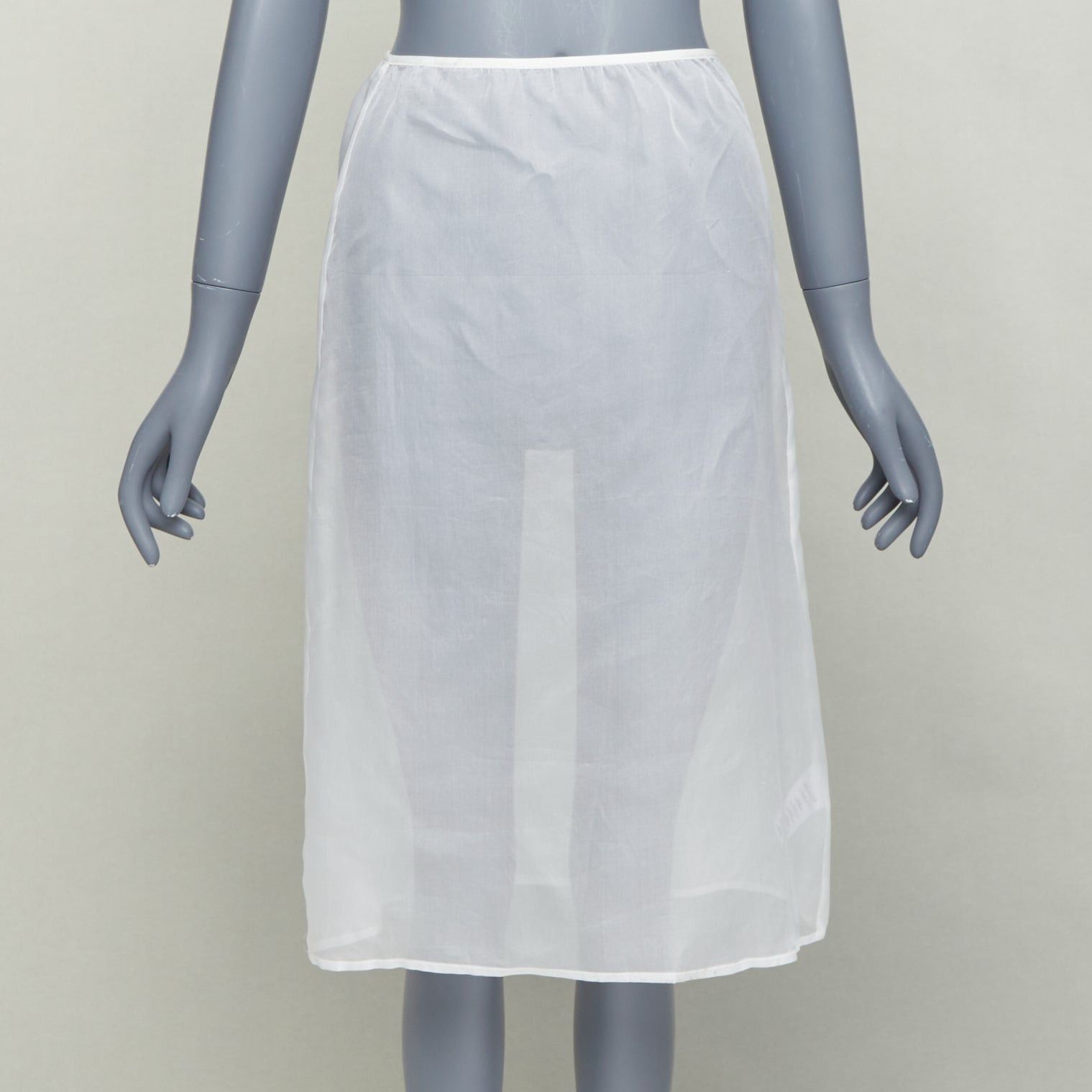 Dries Van Noten DRIES VAN NOTEN white 100% silk sheer high waisted knee skirt FR34 XS Size 26" / US 2 / IT 38 - 1 Thumbnail