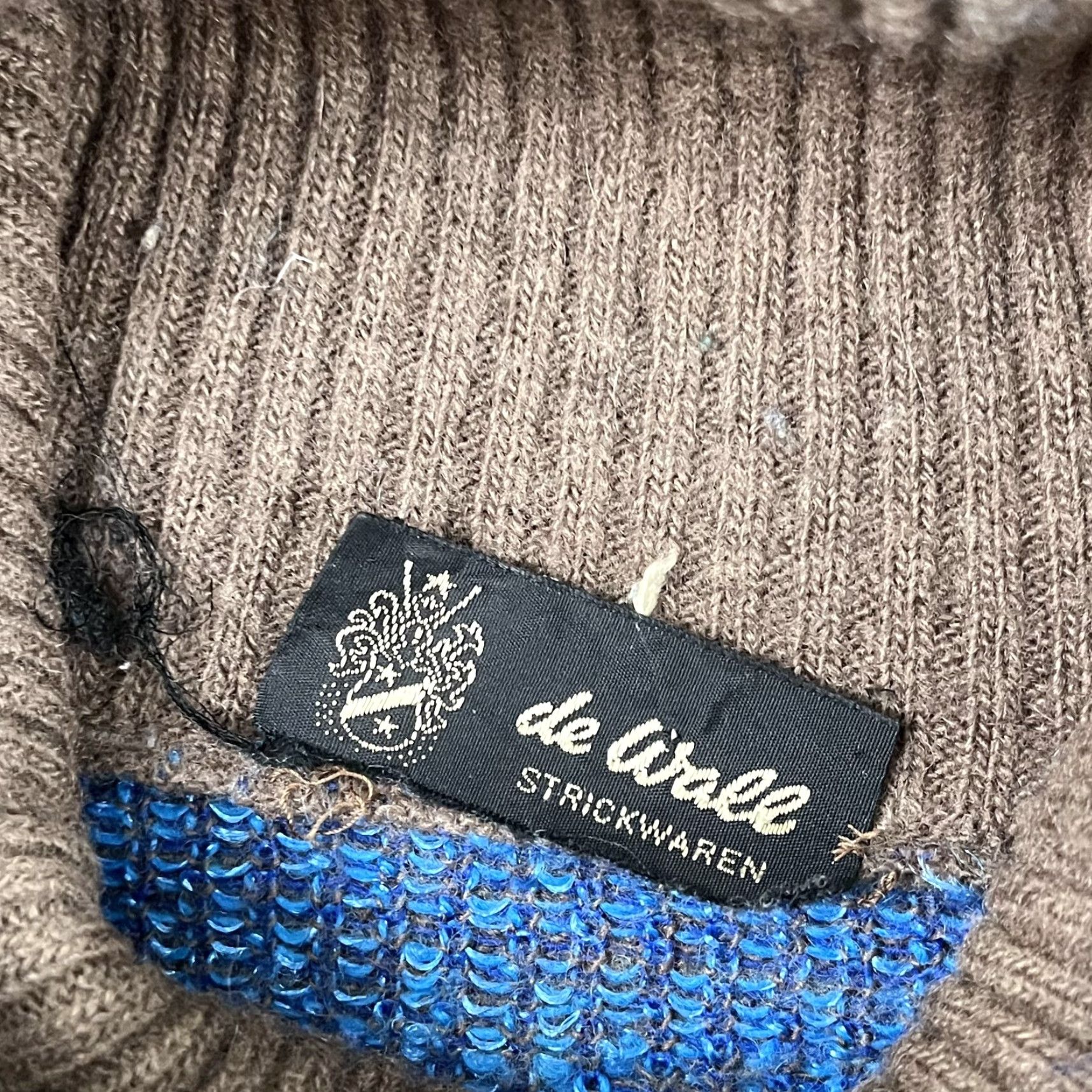 Walls STRICKWAREN de Wall Sweater L/XL Women Brown Blue Floral Argyle Lambswool Jumper Size L / US 10 / IT 46 - 2 Thumbnail