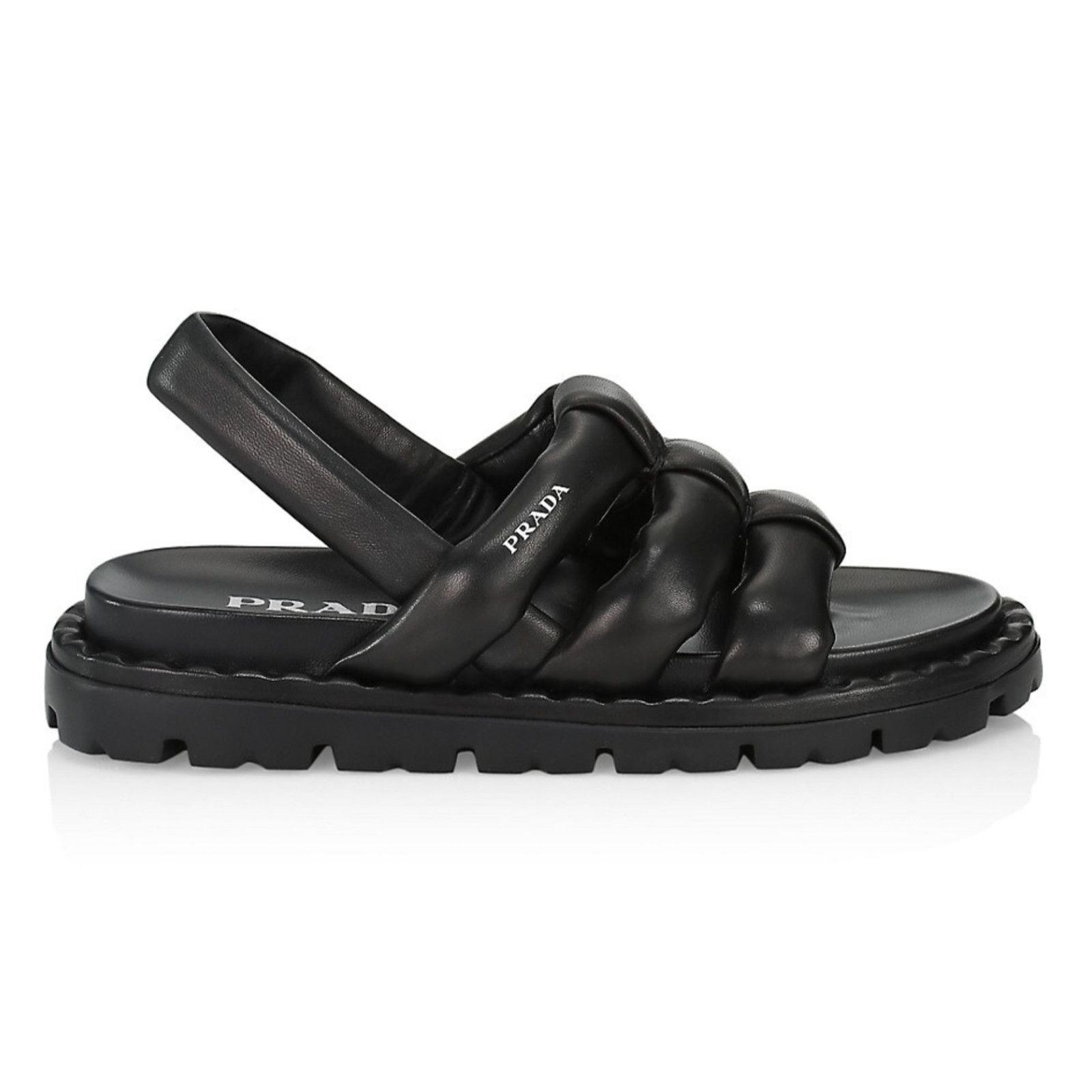 Prada Prada Blow Black Padded Leather Logo Strappy Slingback Size US 9.5 / IT 39.5 - 1 Thumbnail