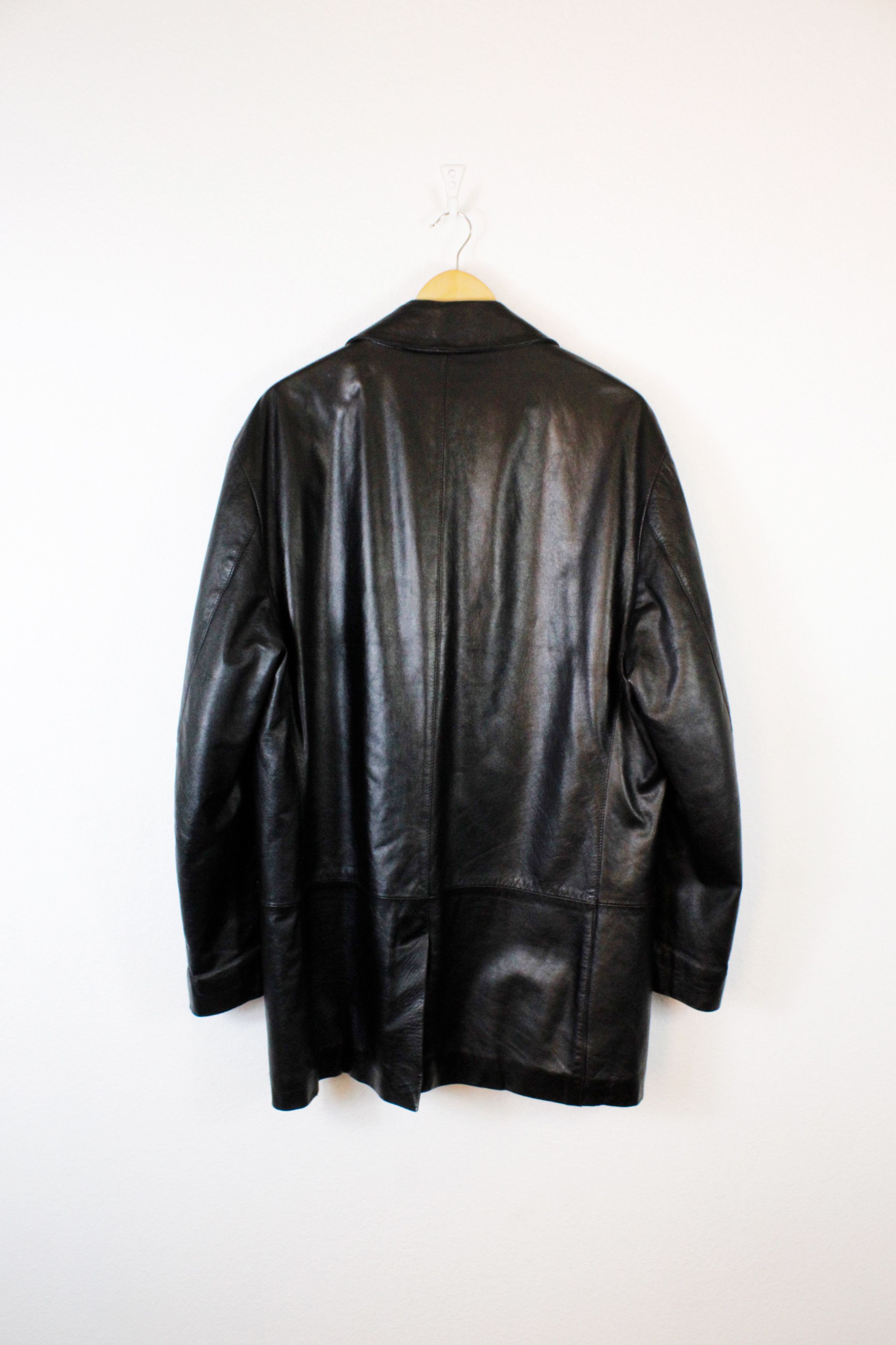 Versace Jeans Couture Vintage Versus Versace Black Double Breasted Leather Coat 52 Size US L / EU 52-54 / 3 - 5 Thumbnail