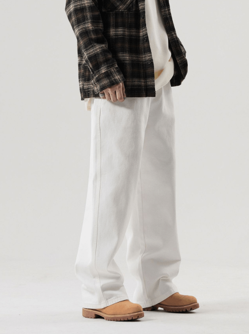 Japanese Brand High street white straight cleanfit wide-leg jeans Size US 32 / EU 48 - 2 Thumbnail