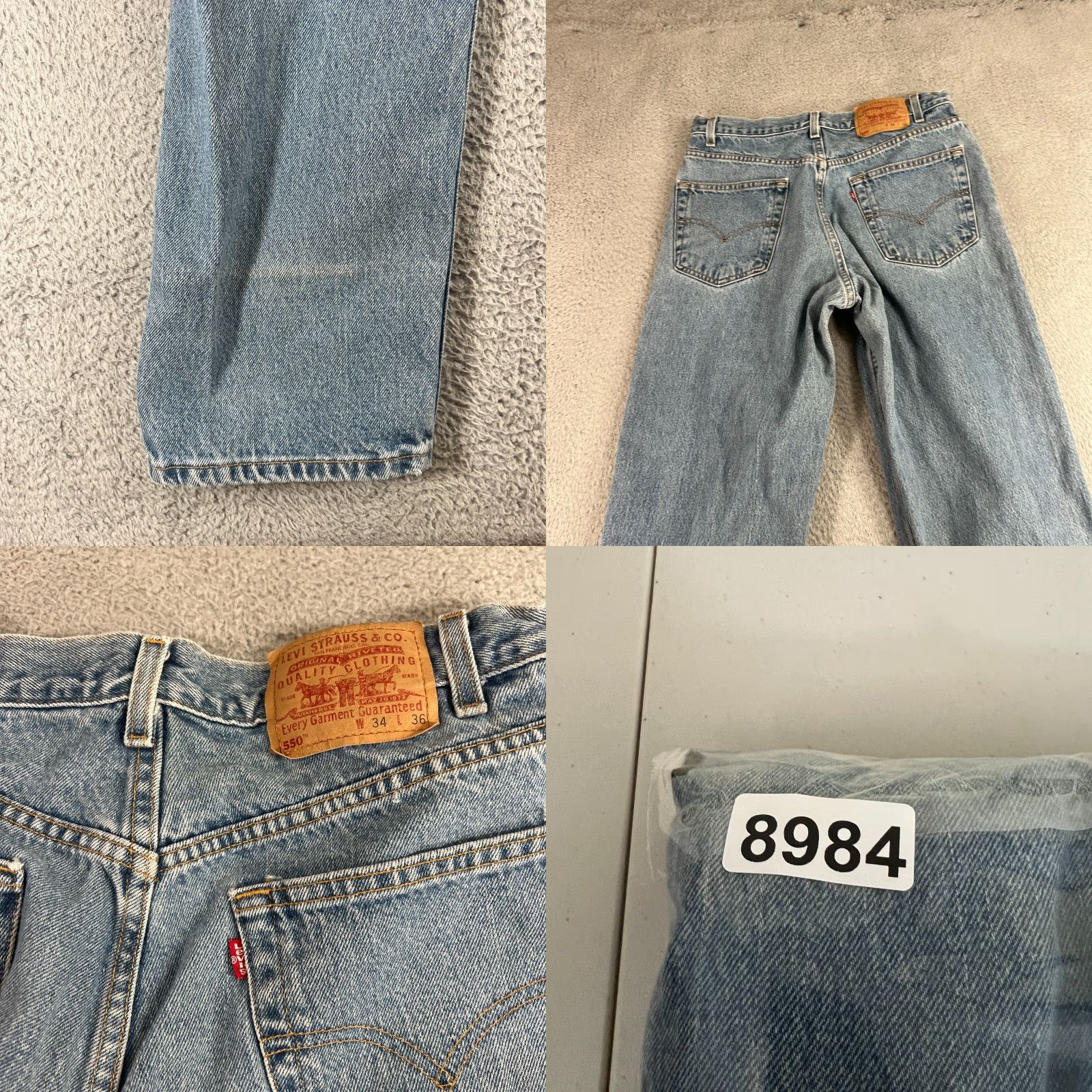 Vintage VINTAGE Levi’s Jeans Mens 34x36 Levis 550 90s Grunge Black Blue Denim Relaxed Straight Size US 34 / EU 50 - 9 Thumbnail