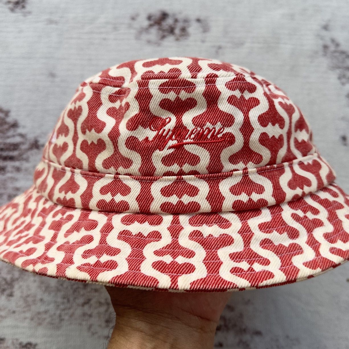 Supreme SUPREME TWILL CRUSHER RED MONOGRAM BUCKET HAT Size ONE SIZE - 4 Thumbnail