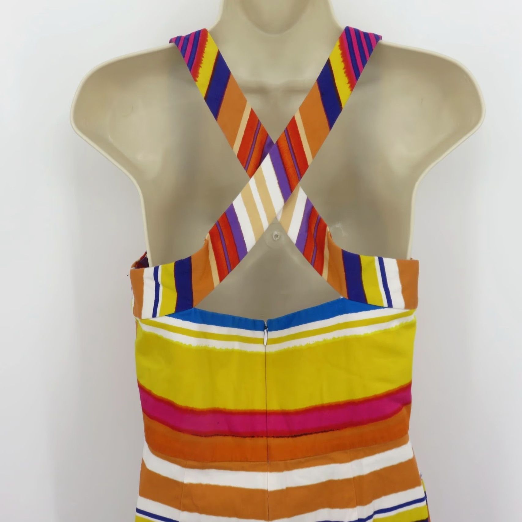 Calvin Klein Calvin Klein Women 10 Multicolor Stripe Sweetheart Sheath Dress Cross Straps Size L / US 10 / IT 46 - 5 Thumbnail