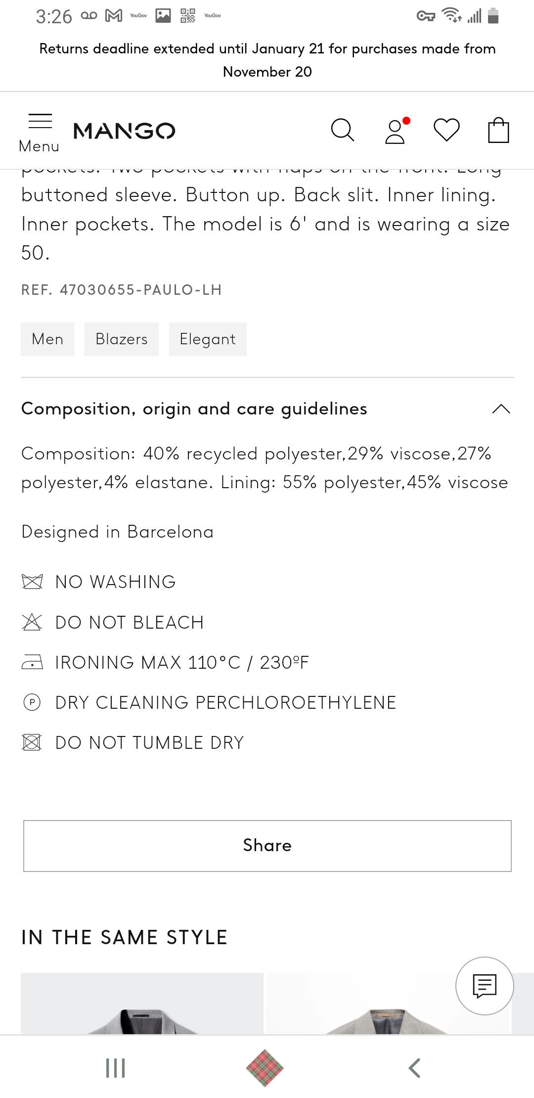 Mango Mango MNG suit (blazer and pants) Size 40R - 9 Thumbnail